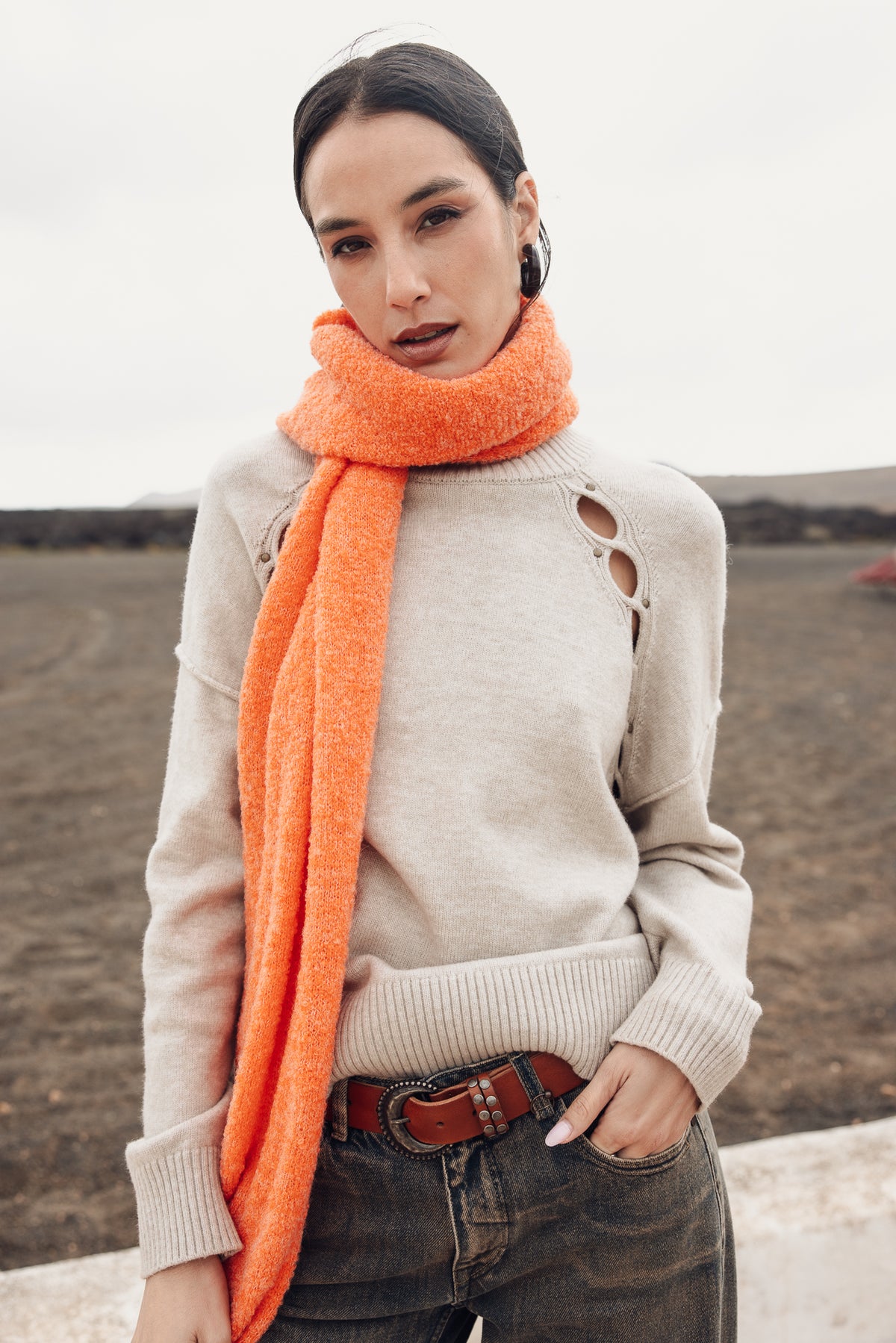 

Bufanda con flecos Mujer Elianor orange | Freeman T. Porter