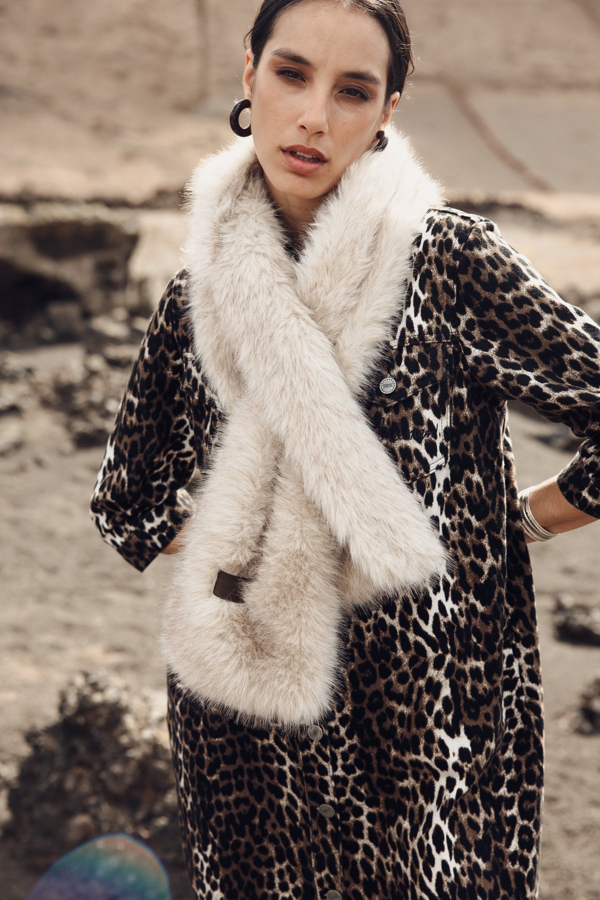

Bufanda efecto piel Mujer Livie Furry beige melange | Freeman T. Porter