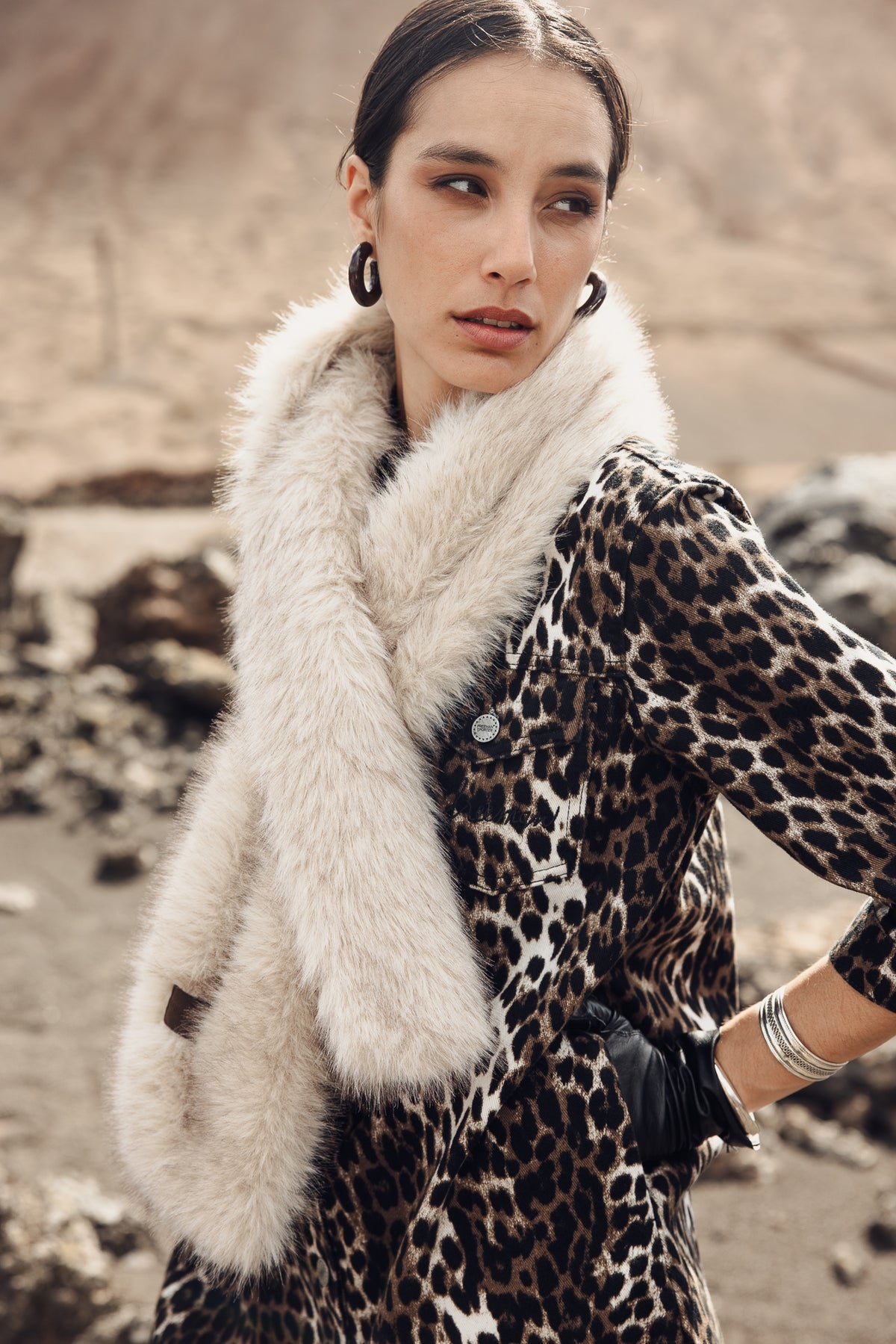 

Bufanda efecto piel Mujer Livie Furry beige melange | Freeman T. Porter