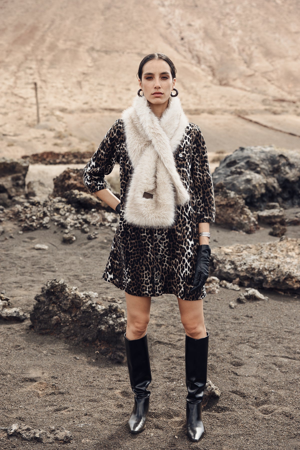 

Bufanda efecto piel Mujer Livie Furry beige melange | Freeman T. Porter