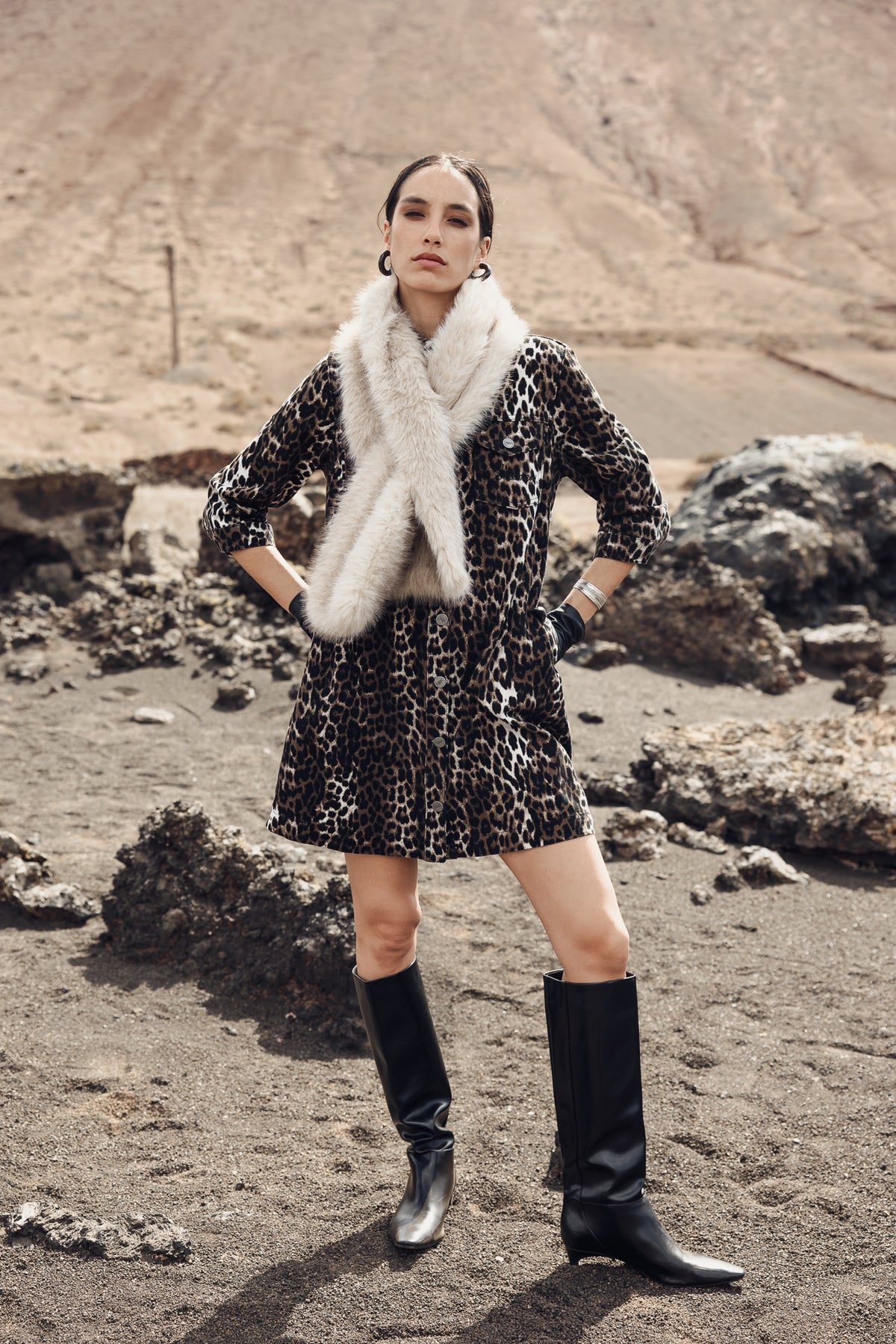 

Bufanda efecto piel Mujer Livie Furry beige melange | Freeman T. Porter