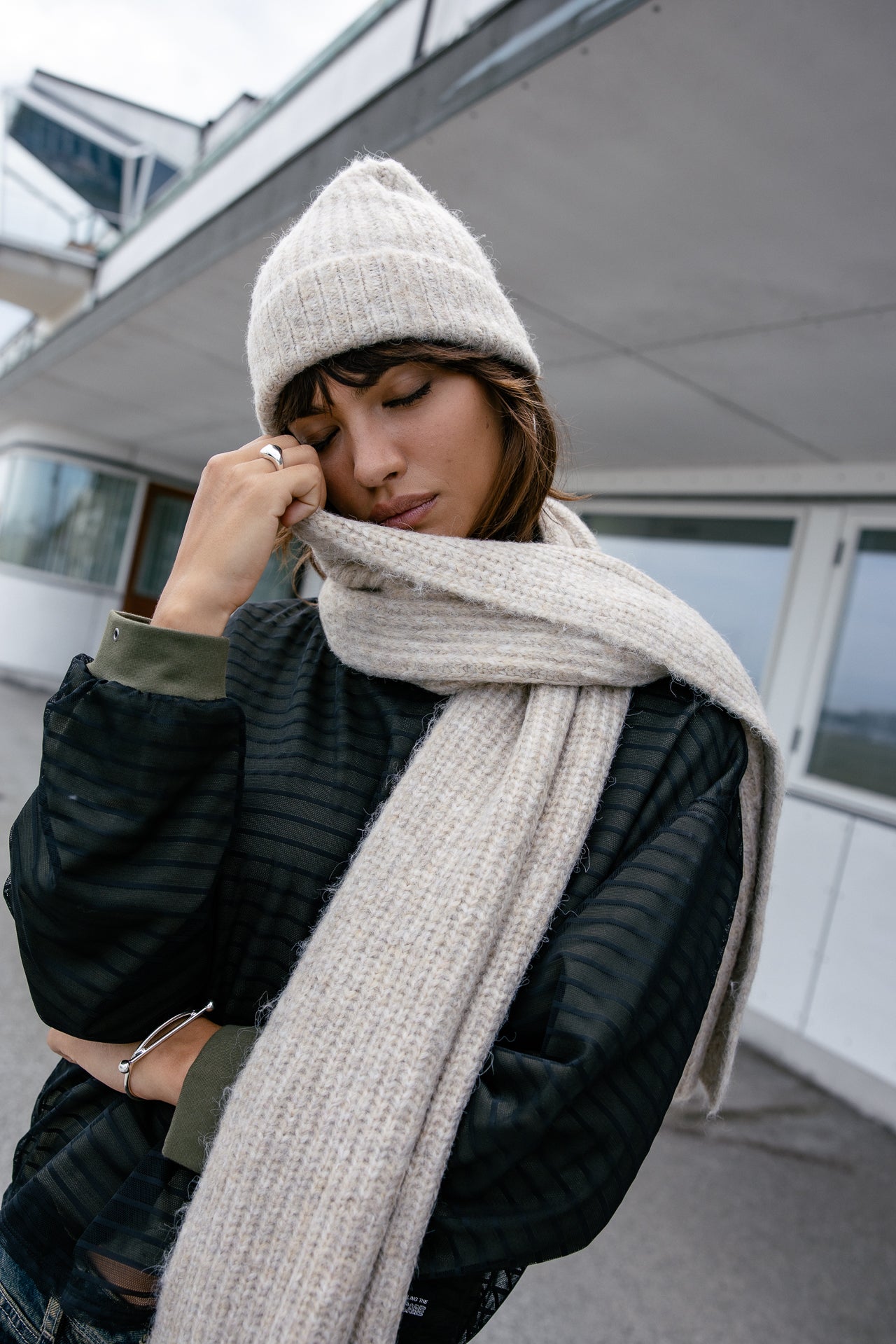 

Beanie met omslag Dames Elina Comfy beige | Freeman T. Porter