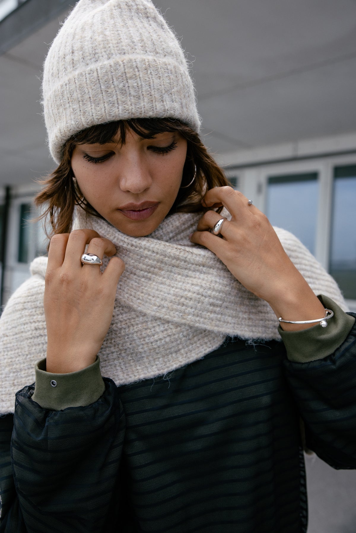 

Beanie met omslag Dames Elina Comfy beige | Freeman T. Porter