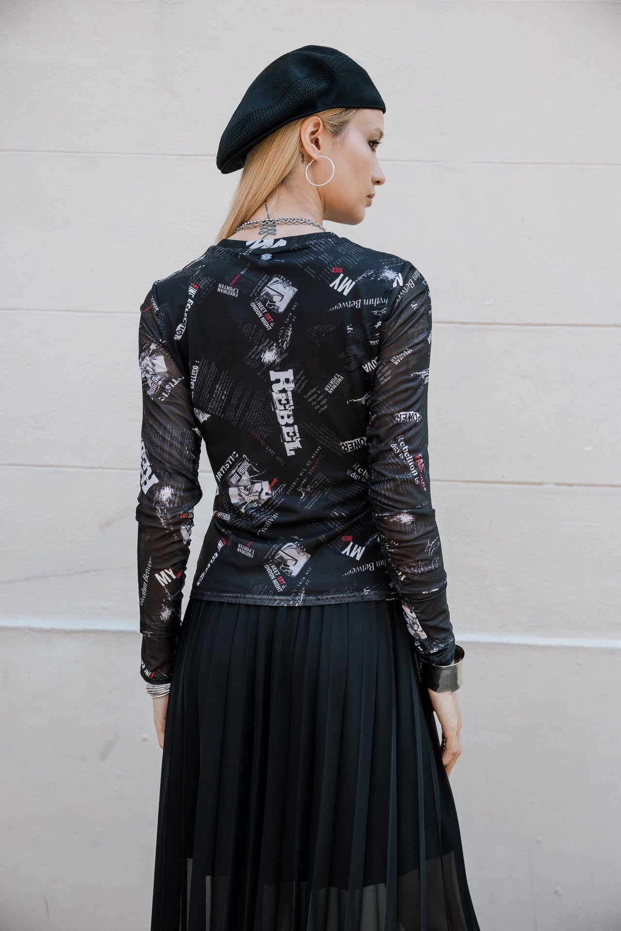 

Top en mesh imprimé Femme Tera Gazette black | Freeman T. Porter