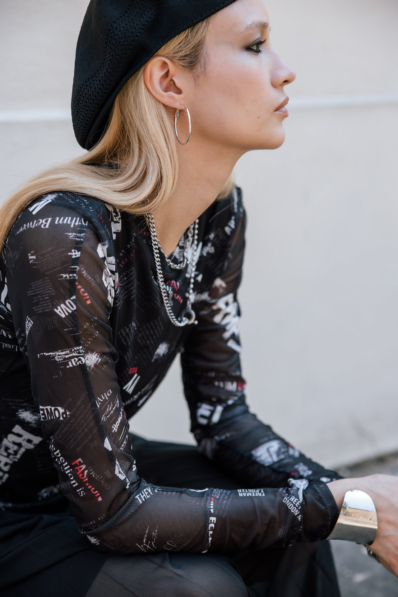 

Top en mesh imprimé Femme Tera Gazette black | Freeman T. Porter