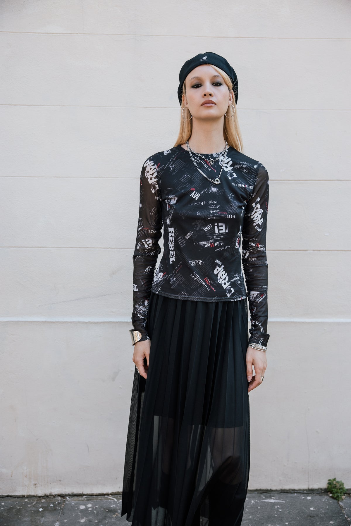 

Top en mesh imprimé Femme Tera Gazette black | Freeman T. Porter