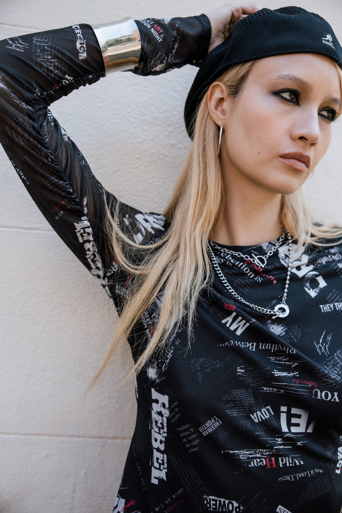 

Top en mesh imprimé Femme Tera Gazette black | Freeman T. Porter