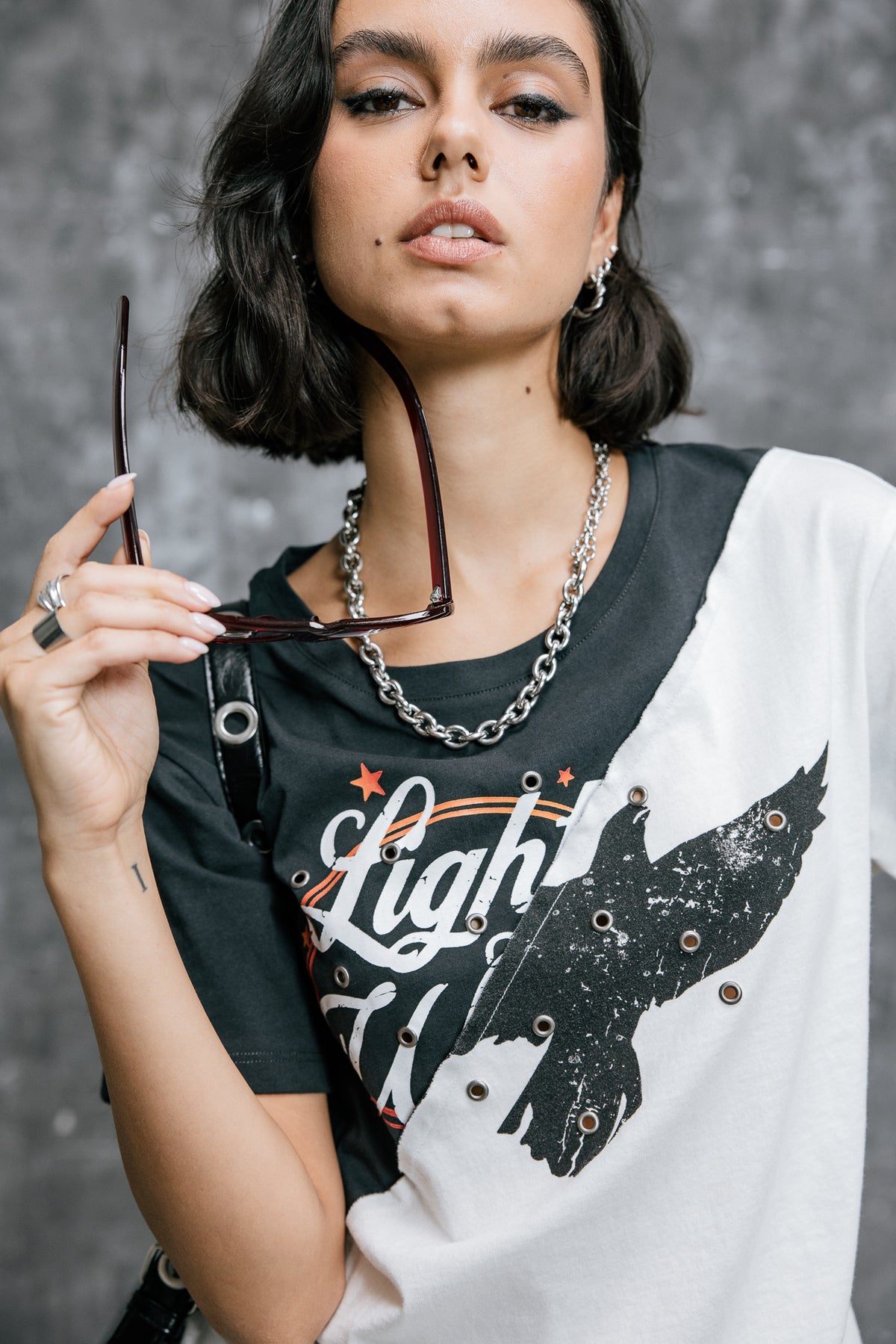 
              

Bedrucktes zweifarbiges T-Shirt Damen Suria Mix Bird original | Freeman T. Porter
            