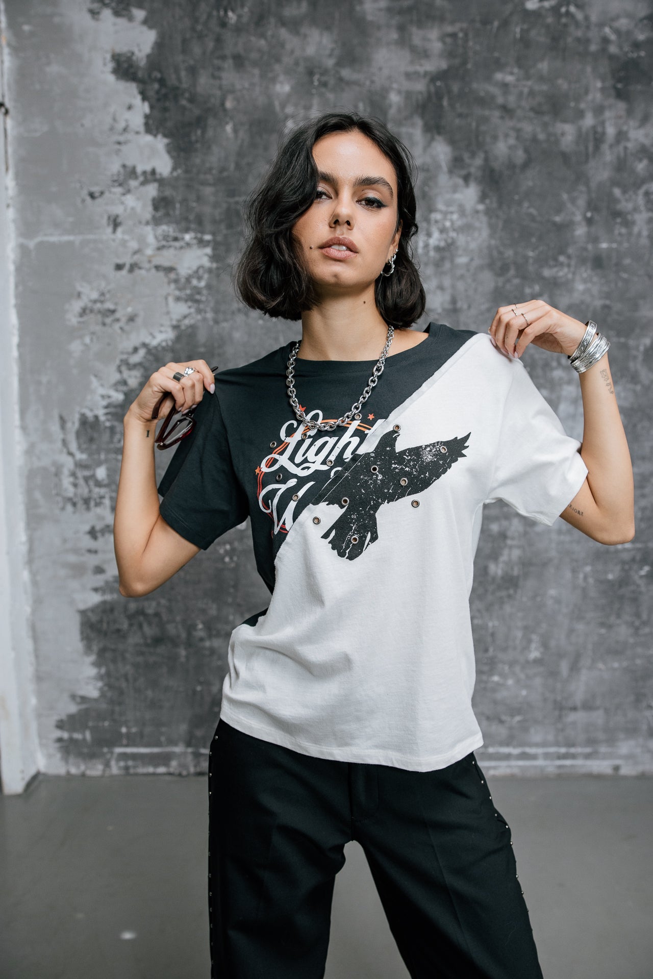

T-shirt bicolor imprimé Femme Suria Mix Bird original | Freeman T. Porter