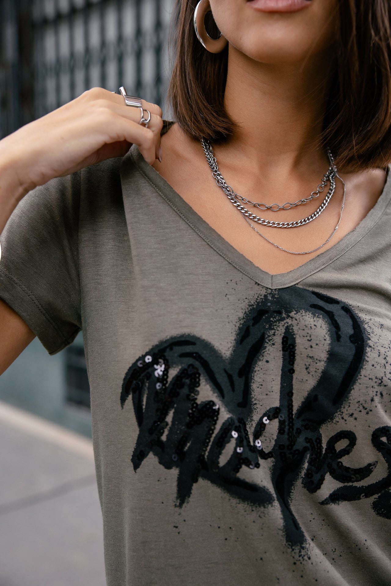 

Bedrucktes T-Shirt Damen Tarissa Madness dusty olive | Freeman T. Porter