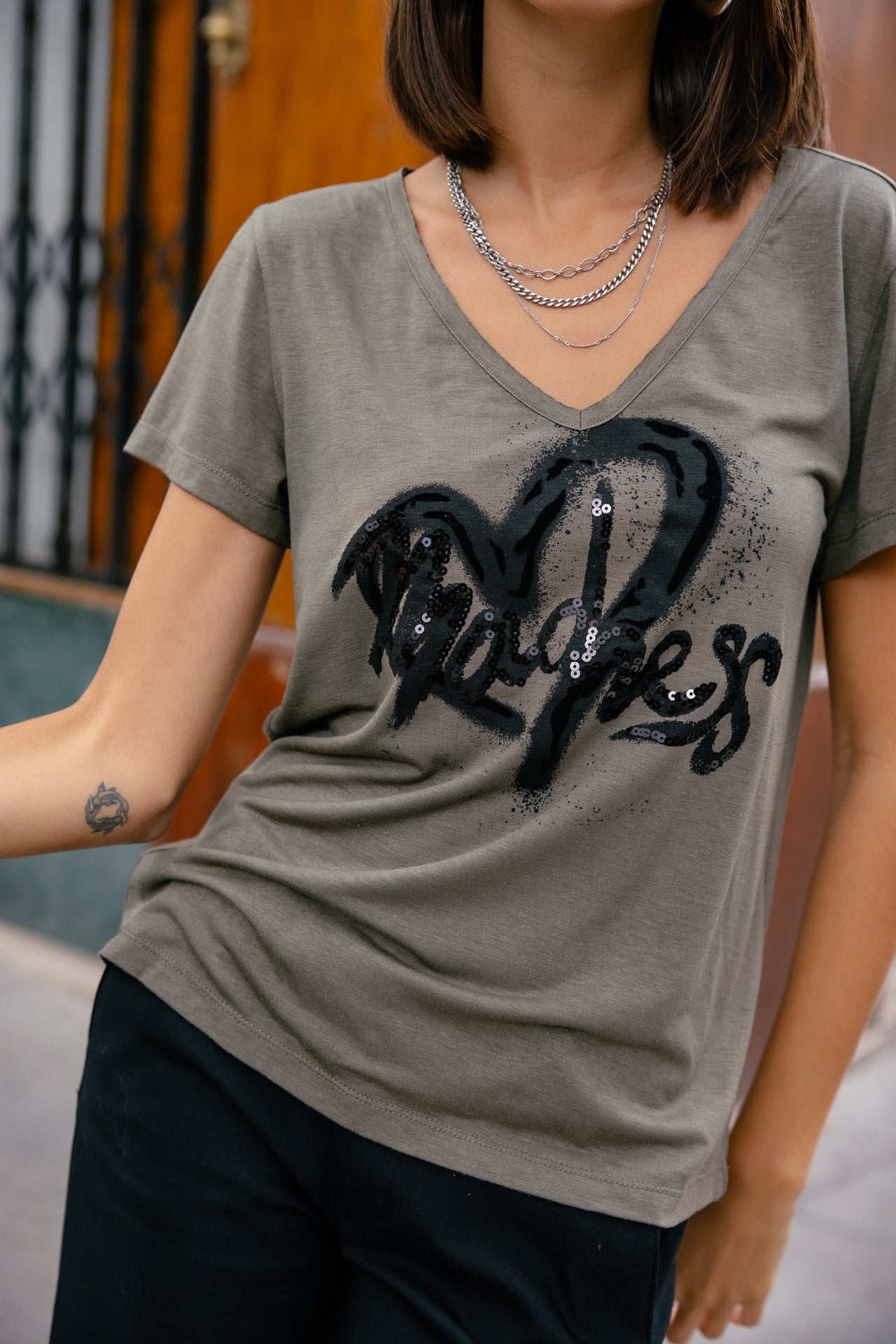 

Bedrucktes T-Shirt Damen Tarissa Madness dusty olive | Freeman T. Porter