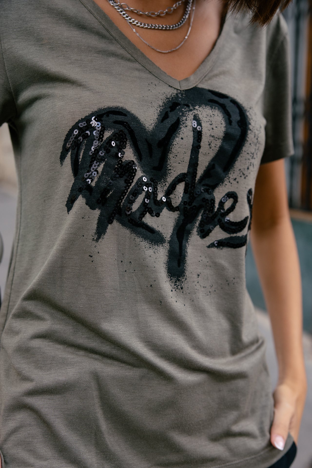 

Bedrucktes T-Shirt Damen Tarissa Madness dusty olive | Freeman T. Porter