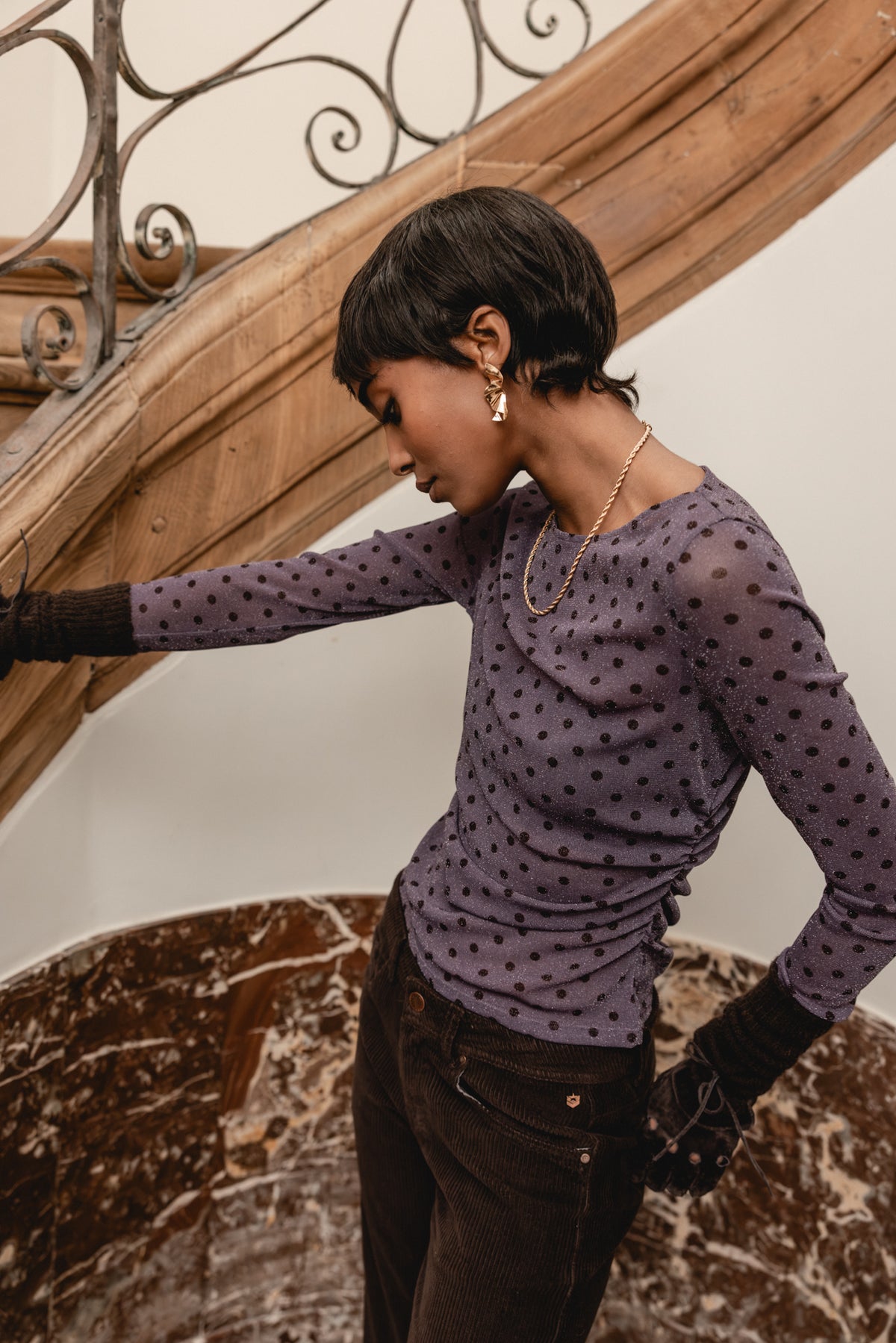 

Mesh-Tops mit Punkten Damen Taciana Dots vintage violet | Freeman T. Porter