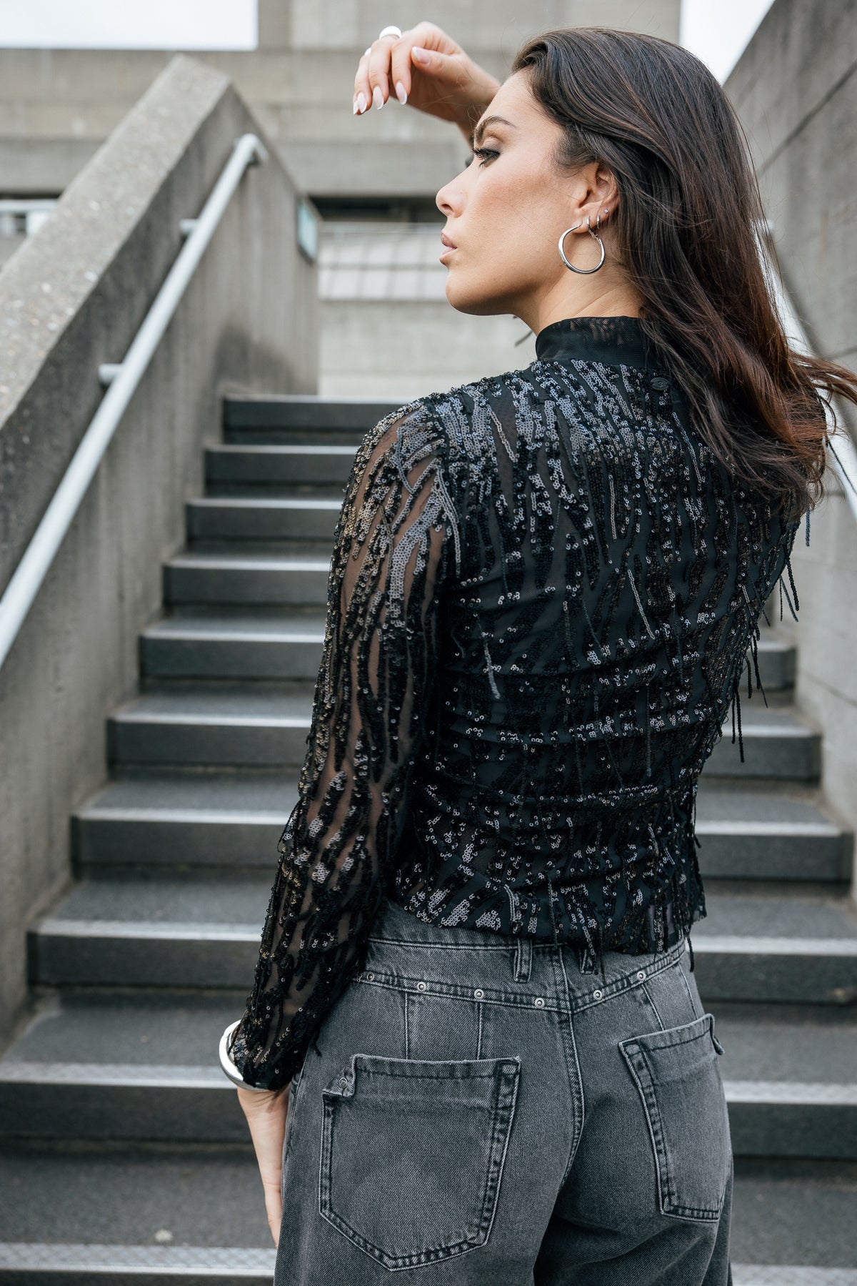 

Top en transparence et sequins Femme Thylane Shiny Zebra black | Freeman T. Porter