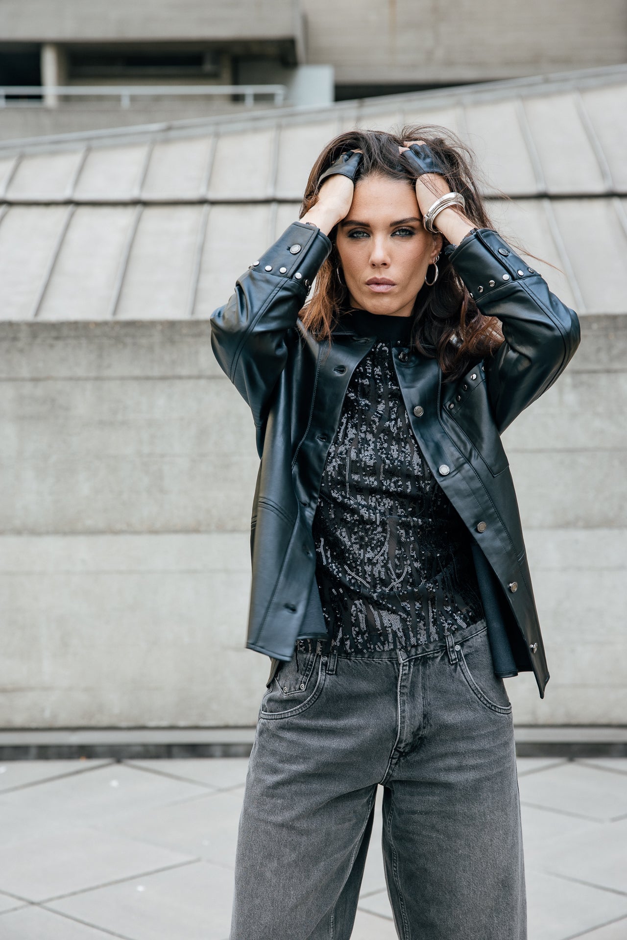 

Top en transparence et sequins Femme Thylane Shiny Zebra black | Freeman T. Porter
