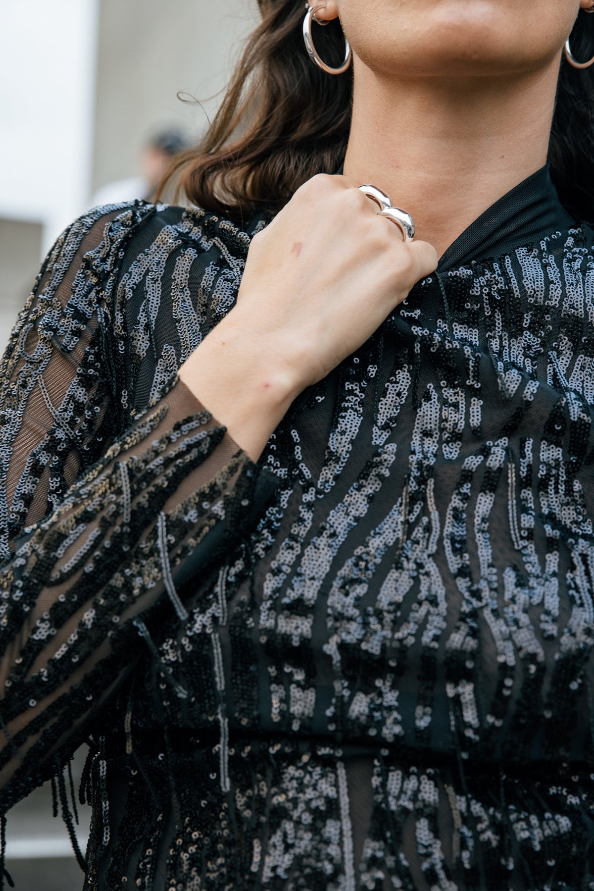 

Top en transparence et sequins Femme Thylane Shiny Zebra black | Freeman T. Porter