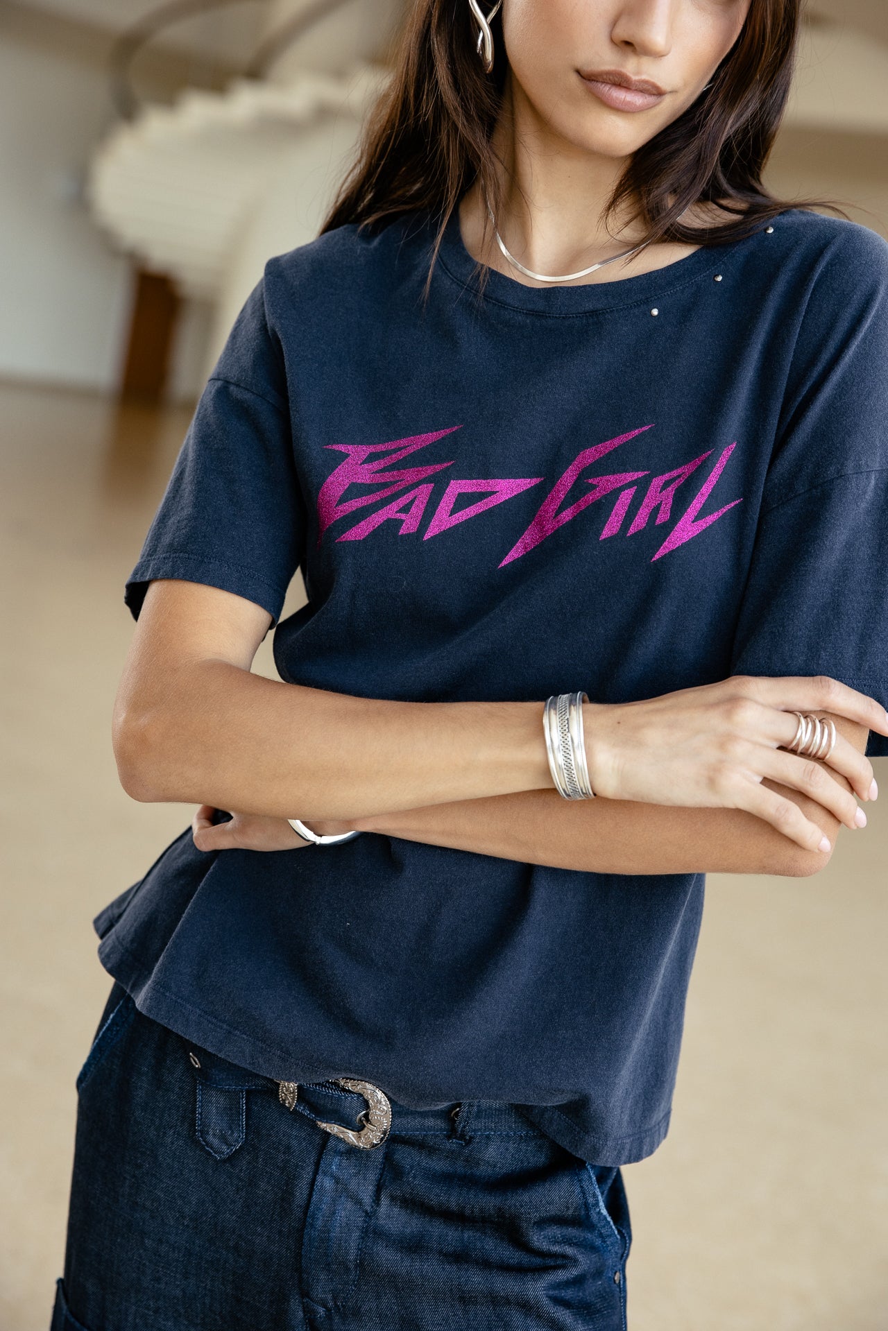 

Bedrucktes T-Shirt Damen Tomia Word dark sapphire | Freeman T. Porter