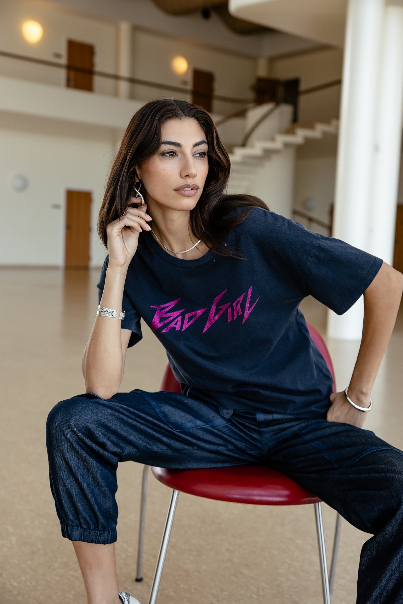 

Bedrucktes T-Shirt Damen Tomia Word dark sapphire | Freeman T. Porter