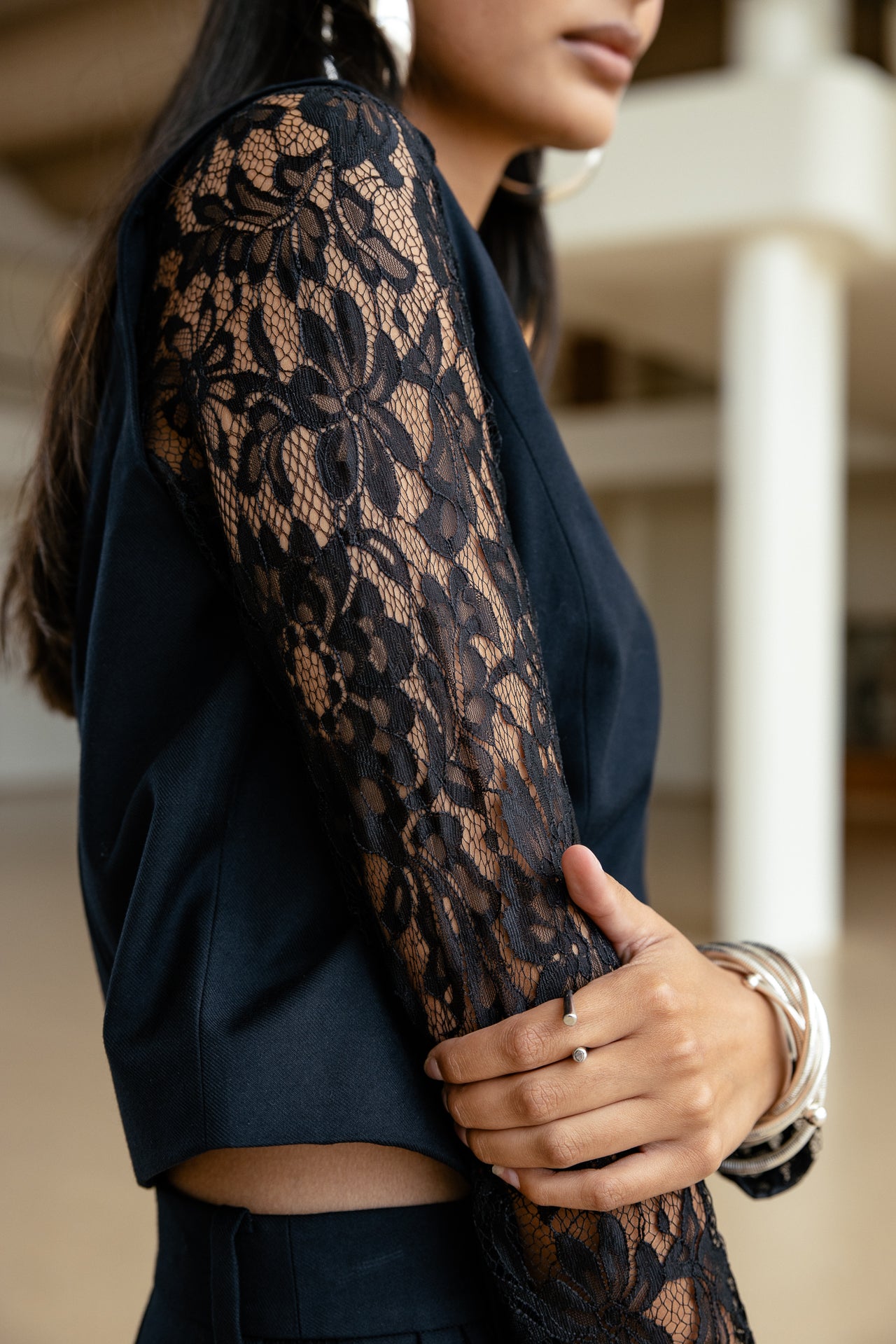 
              

Top mit Reißverschluss und Spitzenärmeln Damen Marla Lace Dust dark sapphire | Freeman T. Porter
            