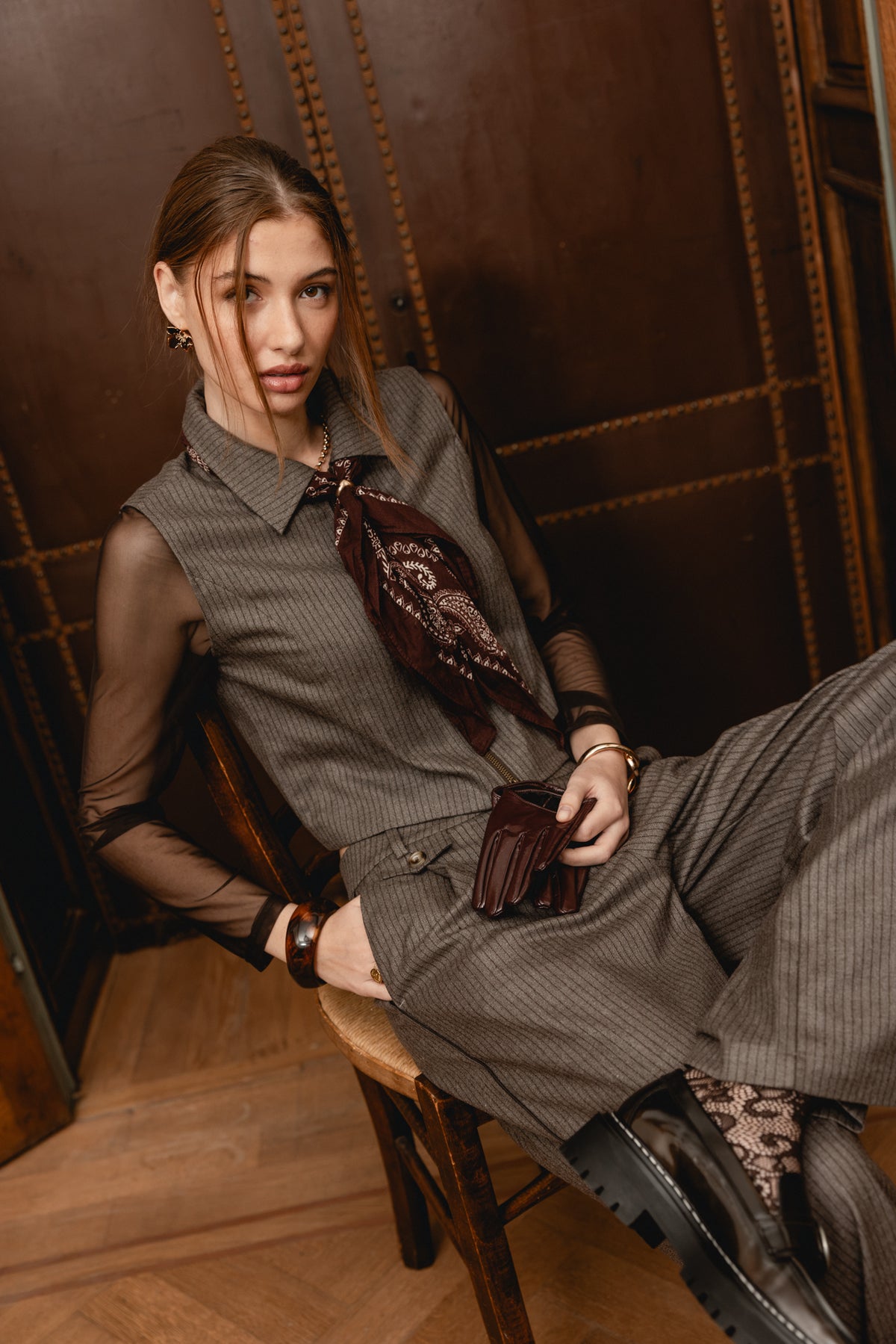 

Reißverschluss-Top Damen Marla Mesh Uptown major brown | Freeman T. Porter