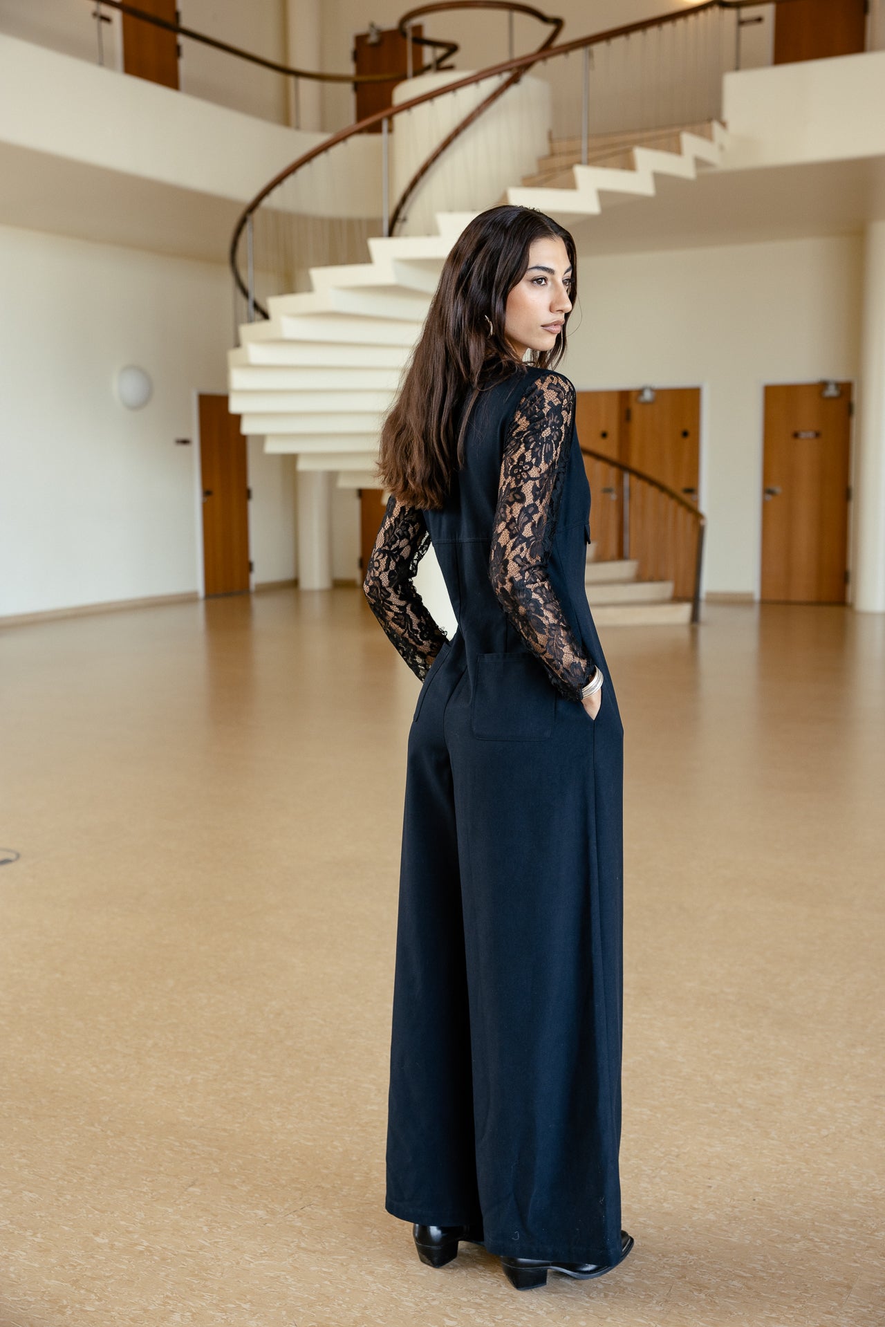 

Jumpsuit mit Reißverschluss und Spitzenärmeln Damen Suzie Dust dark sapphire | Freeman T. Porter