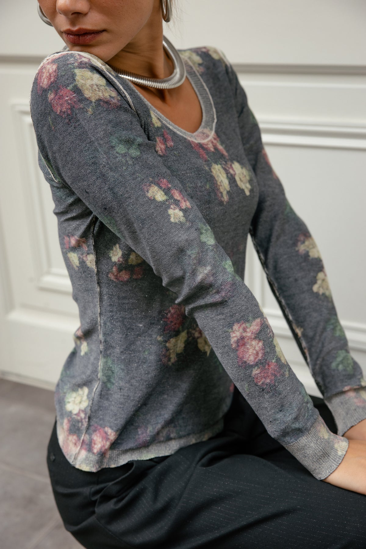 

Bedruckter Pullover Damen Tranie Vintage Flowers black | Freeman T. Porter