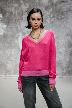 

Kurzer Pullover Damen Peio Bi-color raspberry | Freeman T. Porter