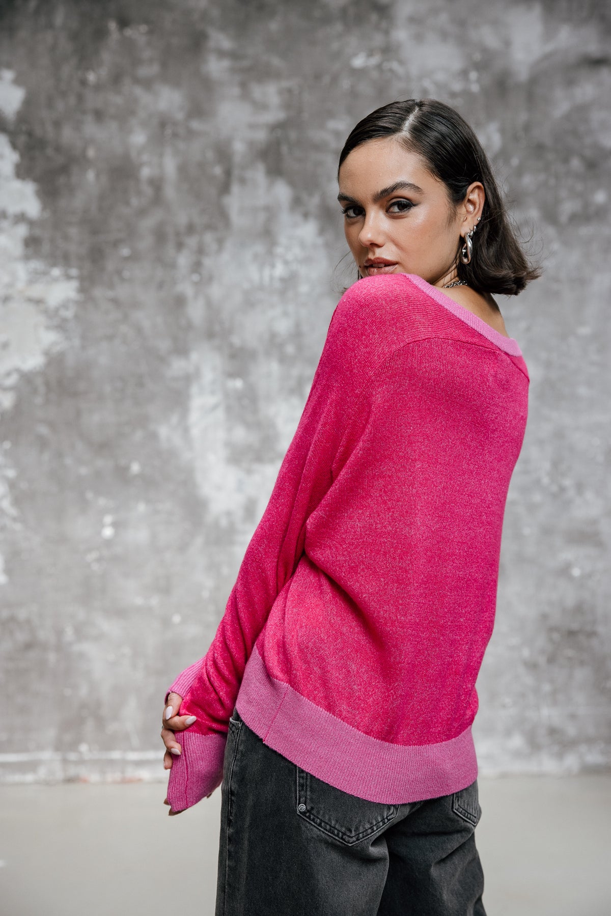 

Kurzer Pullover Damen Peio Bi-color raspberry | Freeman T. Porter