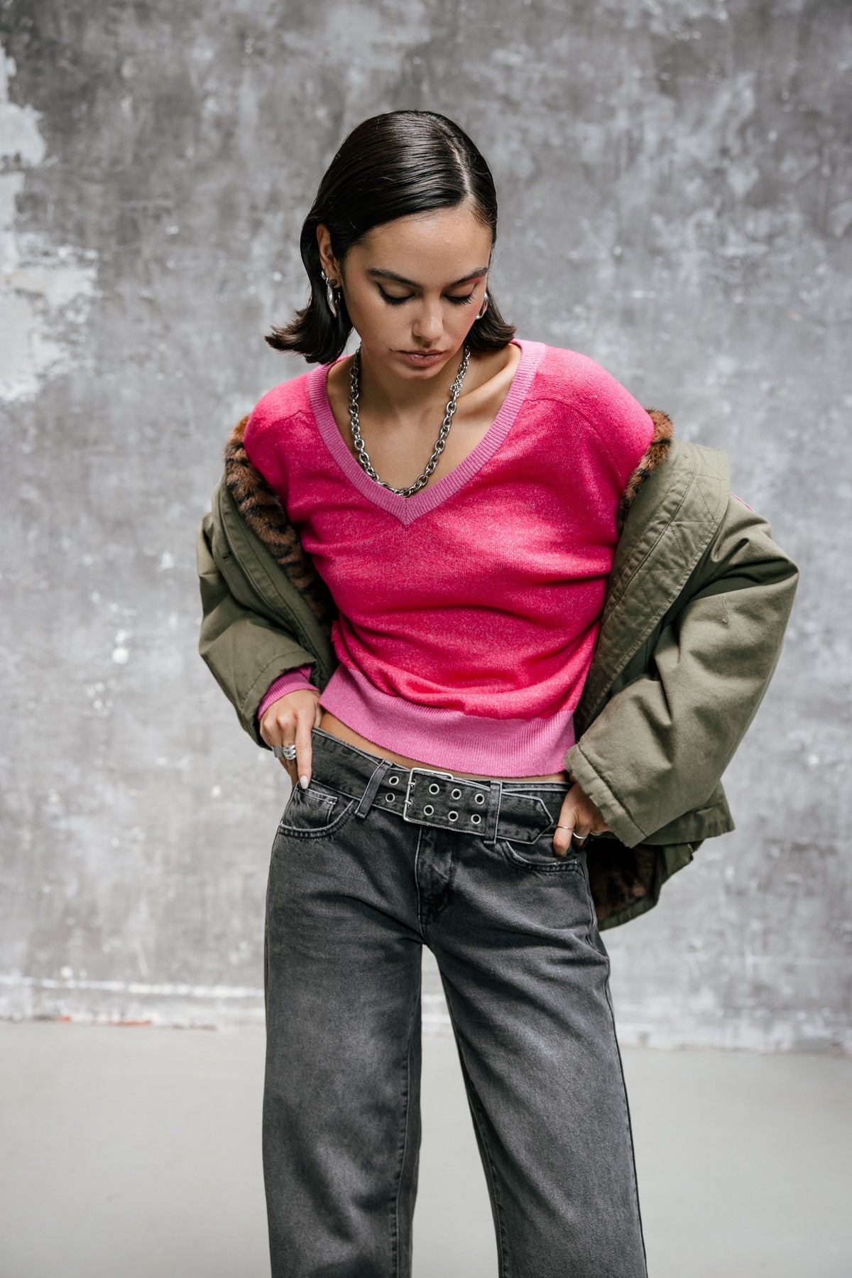 

Kurzer Pullover Damen Peio Bi-color raspberry | Freeman T. Porter