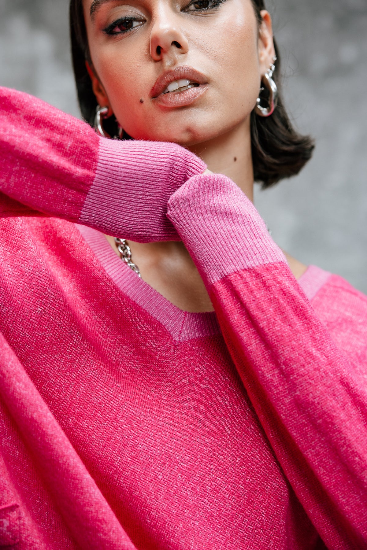 

Kurzer Pullover Damen Peio Bi-color raspberry | Freeman T. Porter