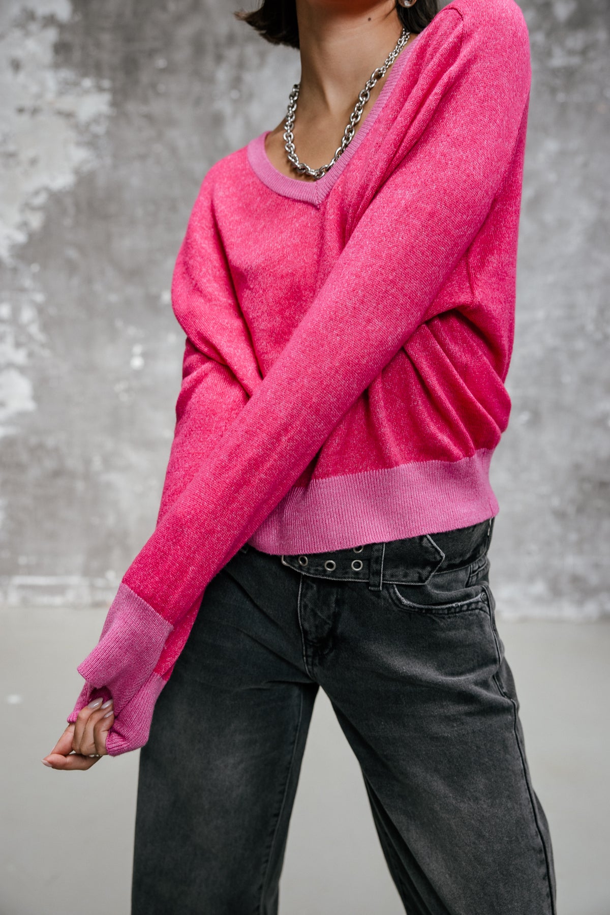 

Kurzer Pullover Damen Peio Bi-color raspberry | Freeman T. Porter