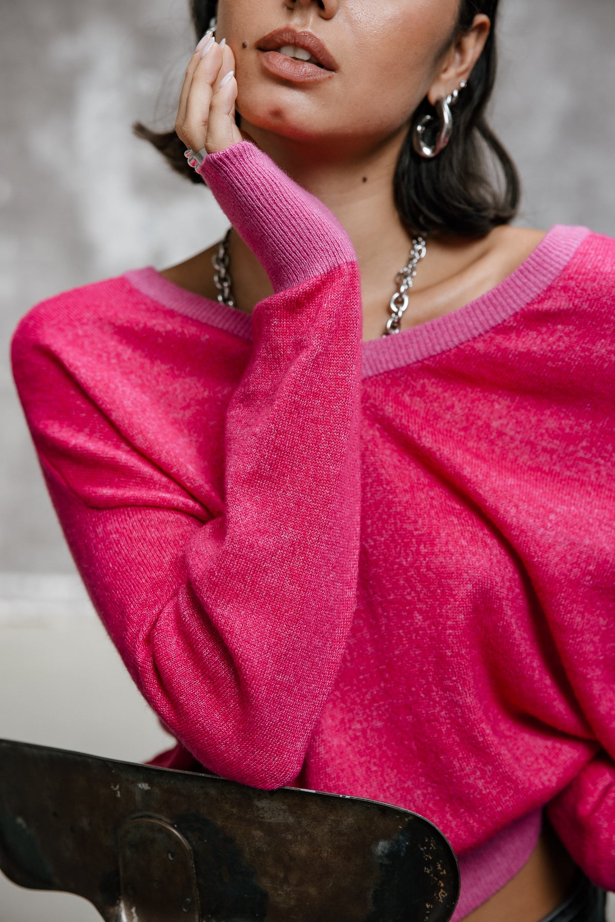 

Kurzer Pullover Damen Peio Bi-color raspberry | Freeman T. Porter