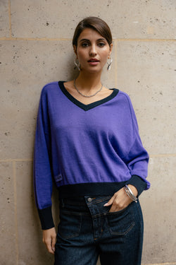 

Pullover mit Kontrastdetails Damen Peio Bi-color purple | Freeman T. Porter