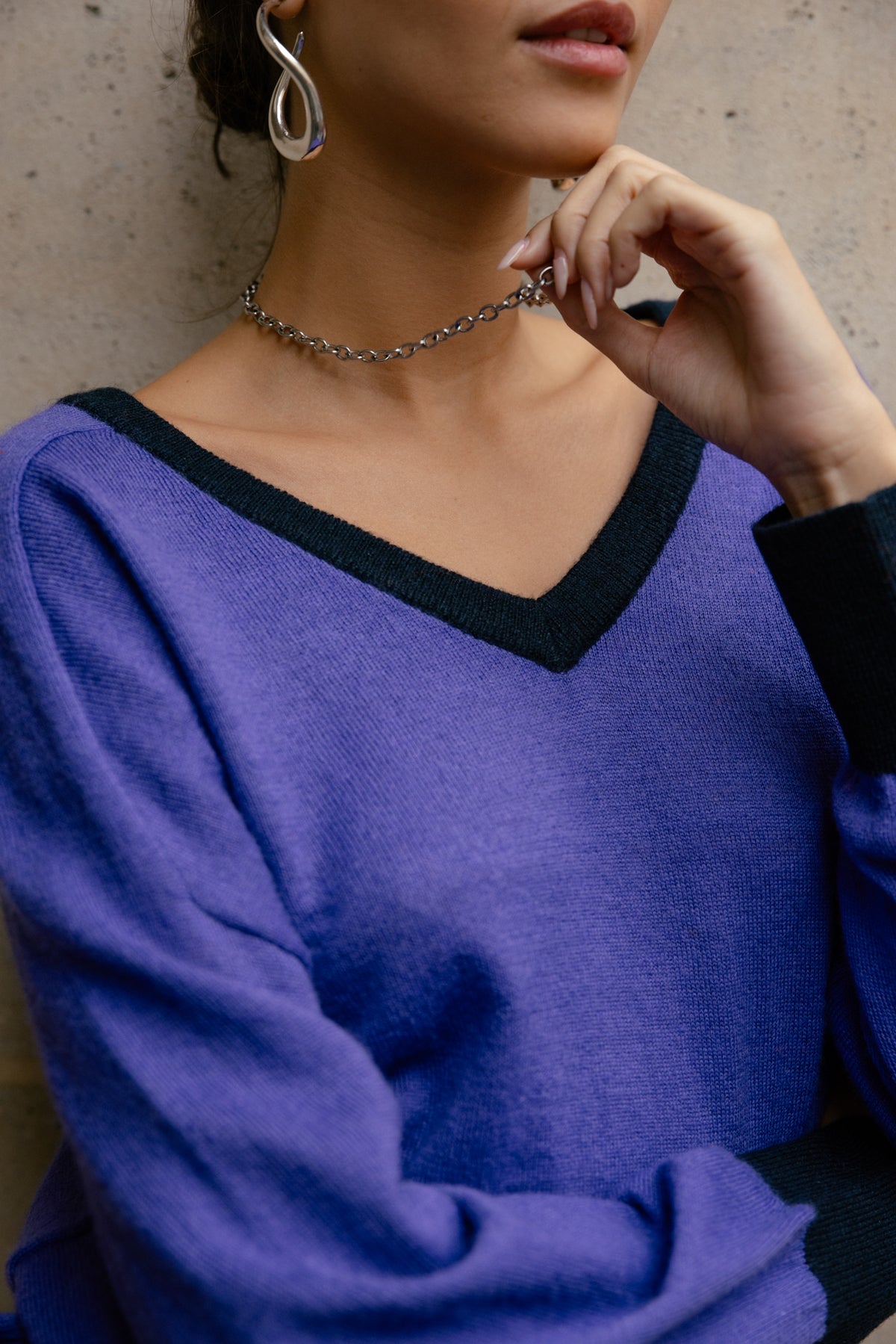 
              

Pullover mit Kontrastdetails Damen Peio Bi-color purple | Freeman T. Porter
            