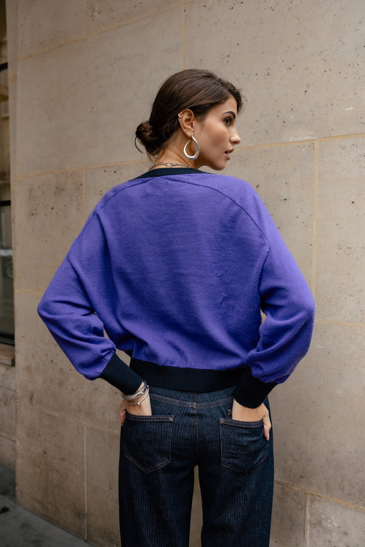 

Pullover mit Kontrastdetails Damen Peio Bi-color purple | Freeman T. Porter