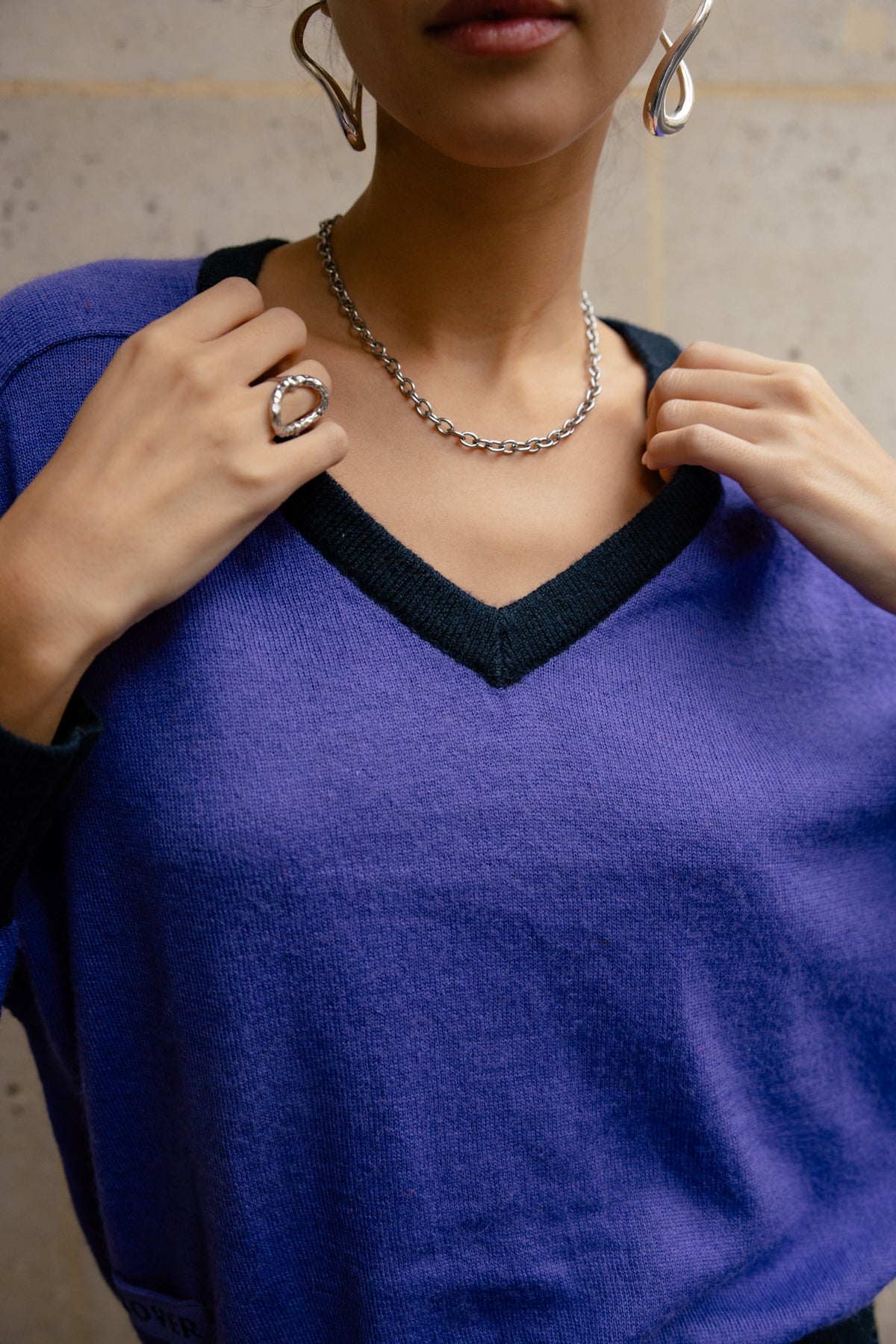 

Pullover mit Kontrastdetails Damen Peio Bi-color purple | Freeman T. Porter