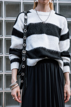 

Pull confortable fluffy Femme Phelicia Stripes white & black | Freeman T. Porter