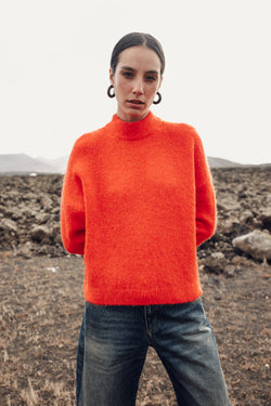 

Gemütlicher Pullover mit mittelhohem Kragen Damen Paly cherry tomato | Freeman T. Porter