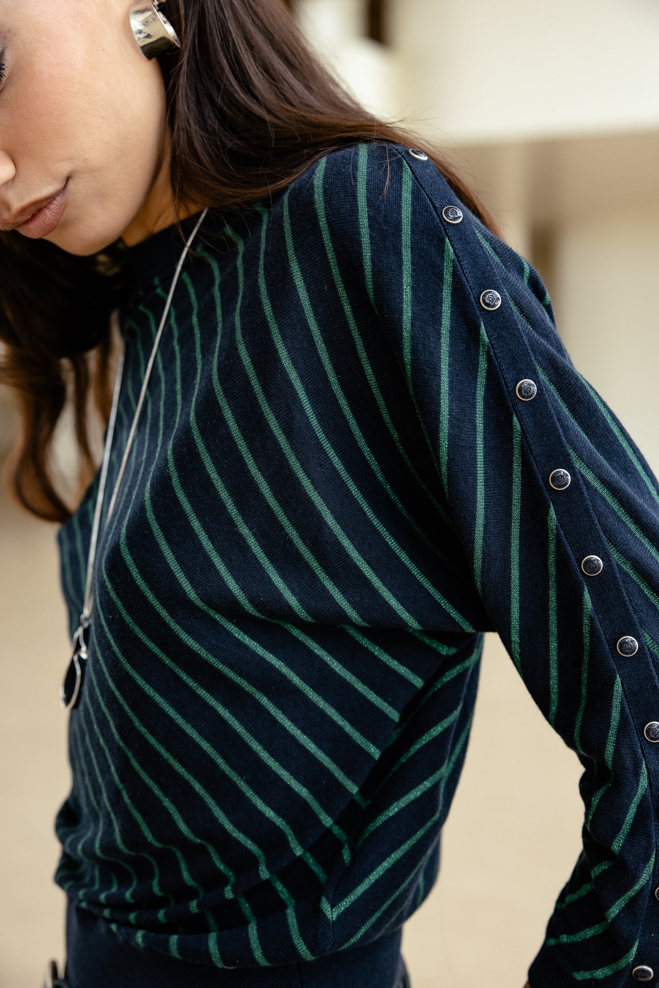 

Jersey de rayas con cintura elástica Mujer Pao Stripes Lurex dark sapphire | Freeman T. Porter