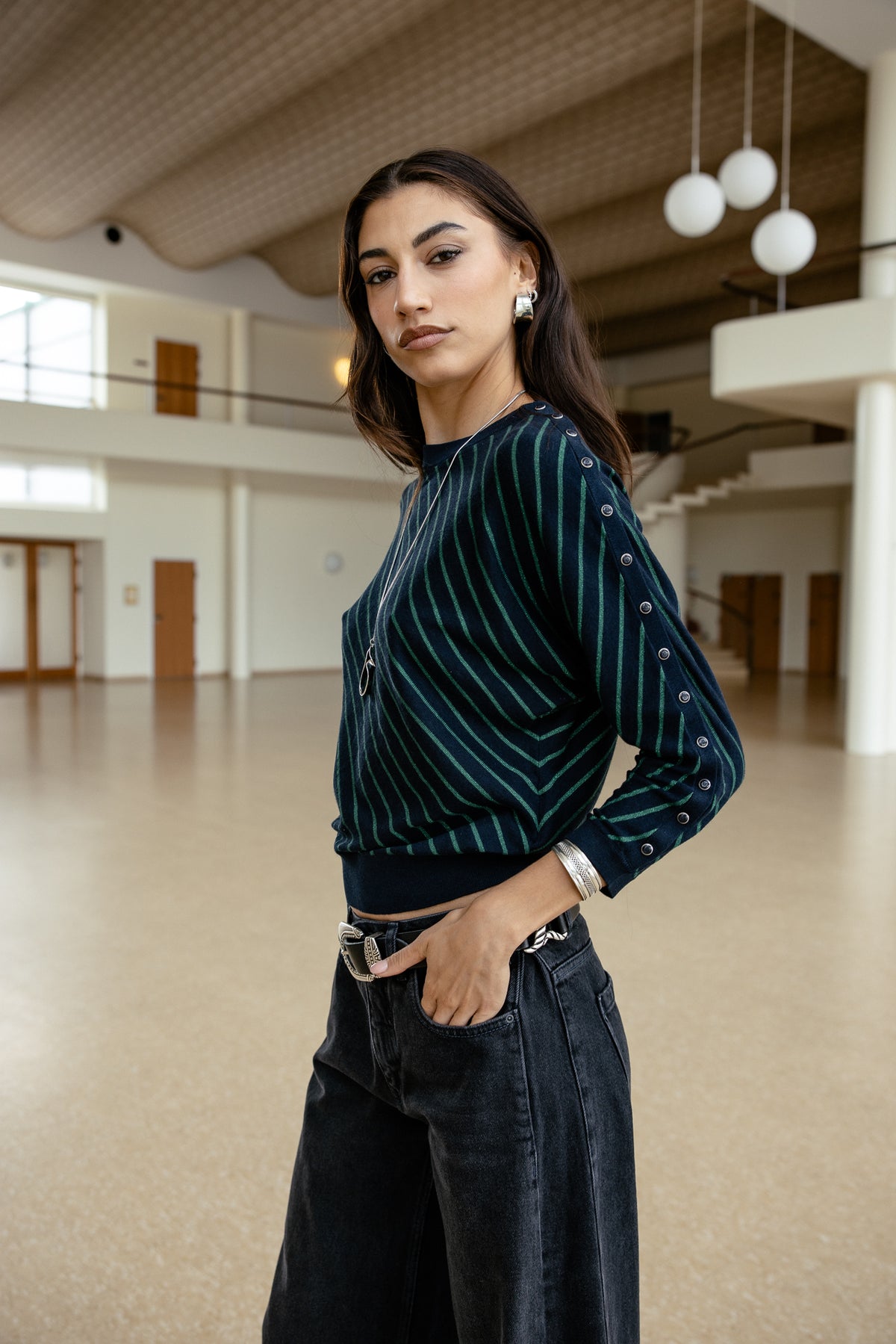 

Jersey de rayas con cintura elástica Mujer Pao Stripes Lurex dark sapphire | Freeman T. Porter