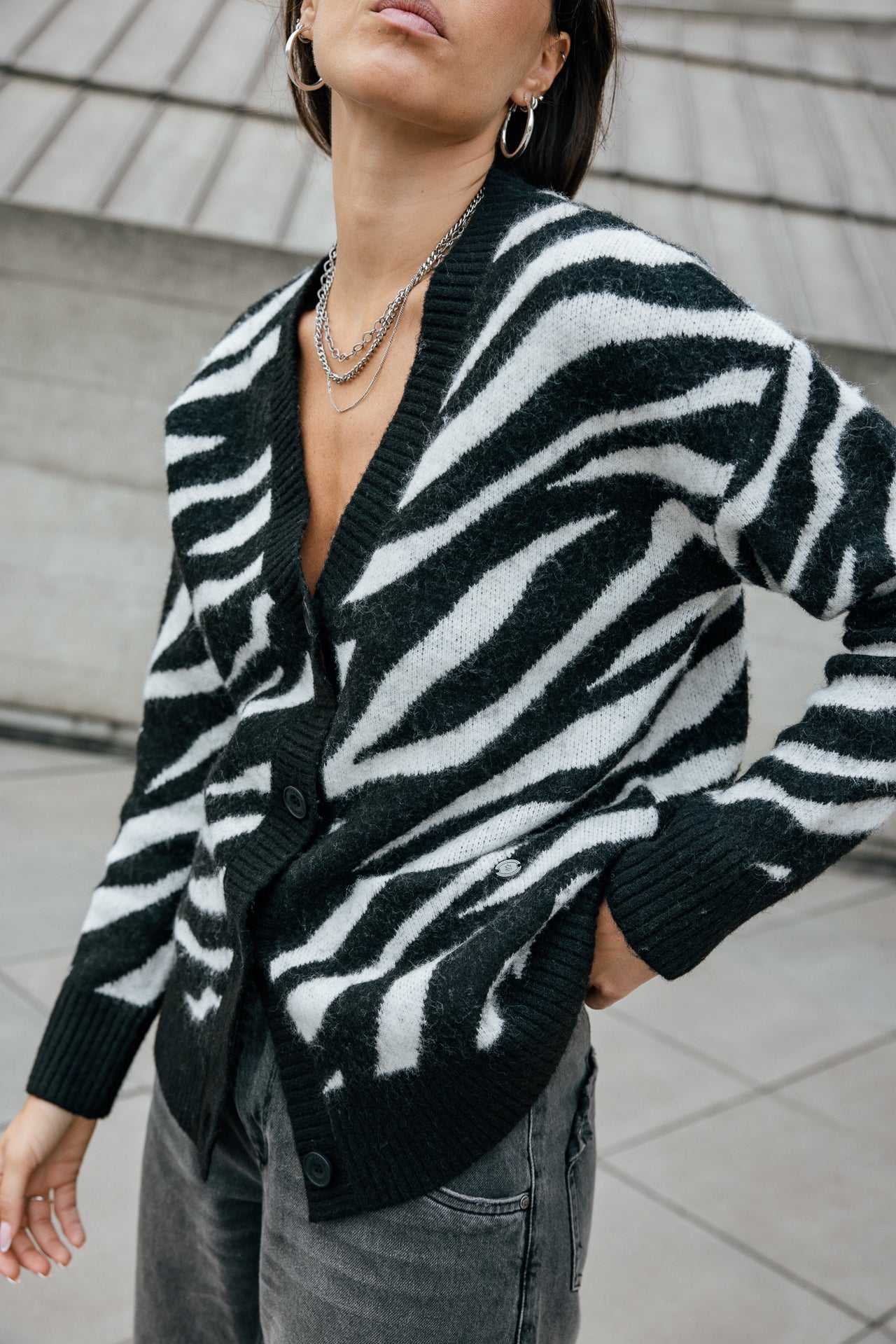 

Zebra-Cardigan Damen Geril Zebra white & black | Freeman T. Porter