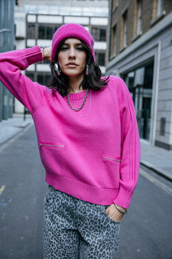 

Comfortable zip-pocket sweater Women Pelson electric fushia | Freeman T. Porter