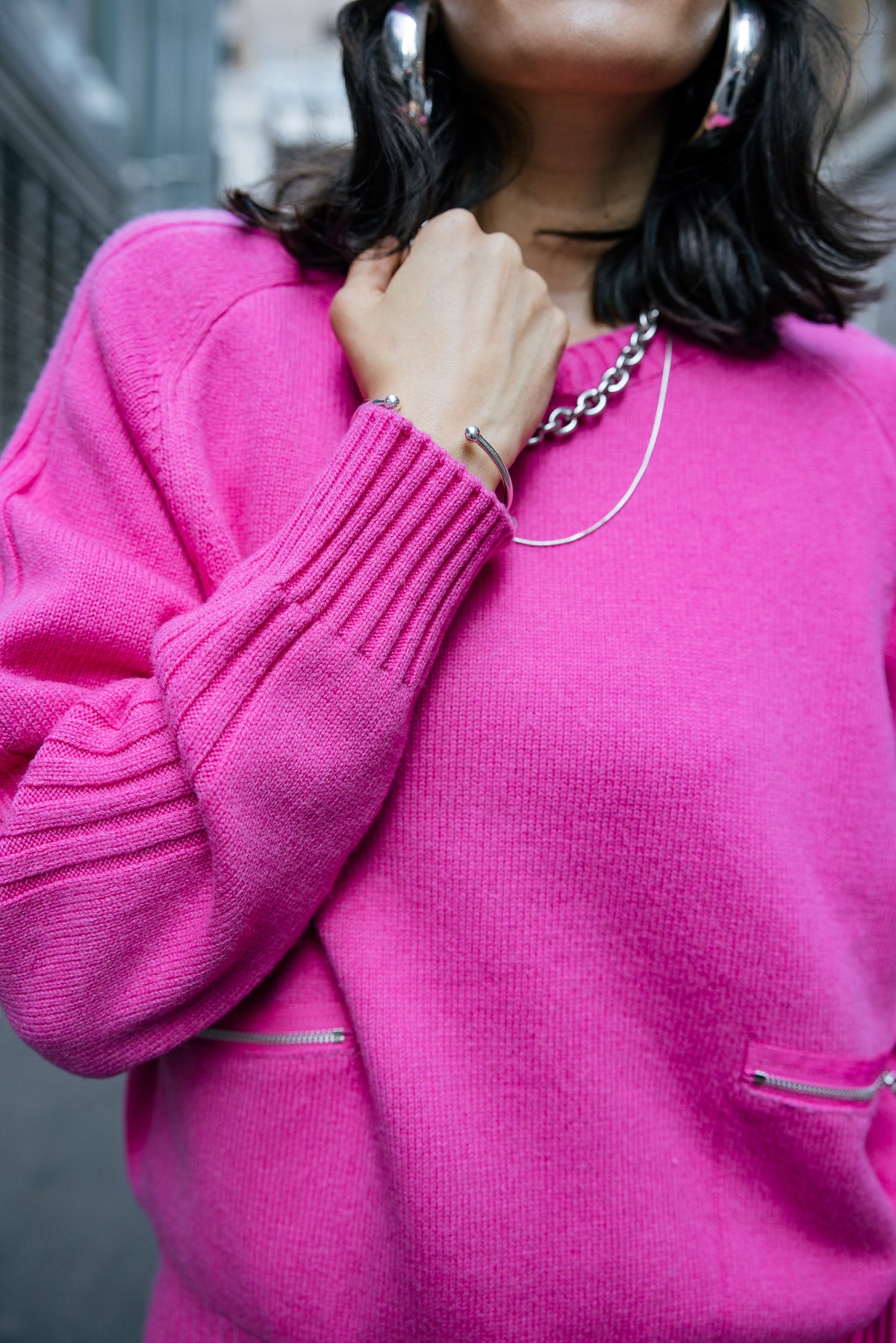 
              

Bequemer Pullover mit Reißverschlusstaschen Damen Pelson electric fushia | Freeman T. Porter
            