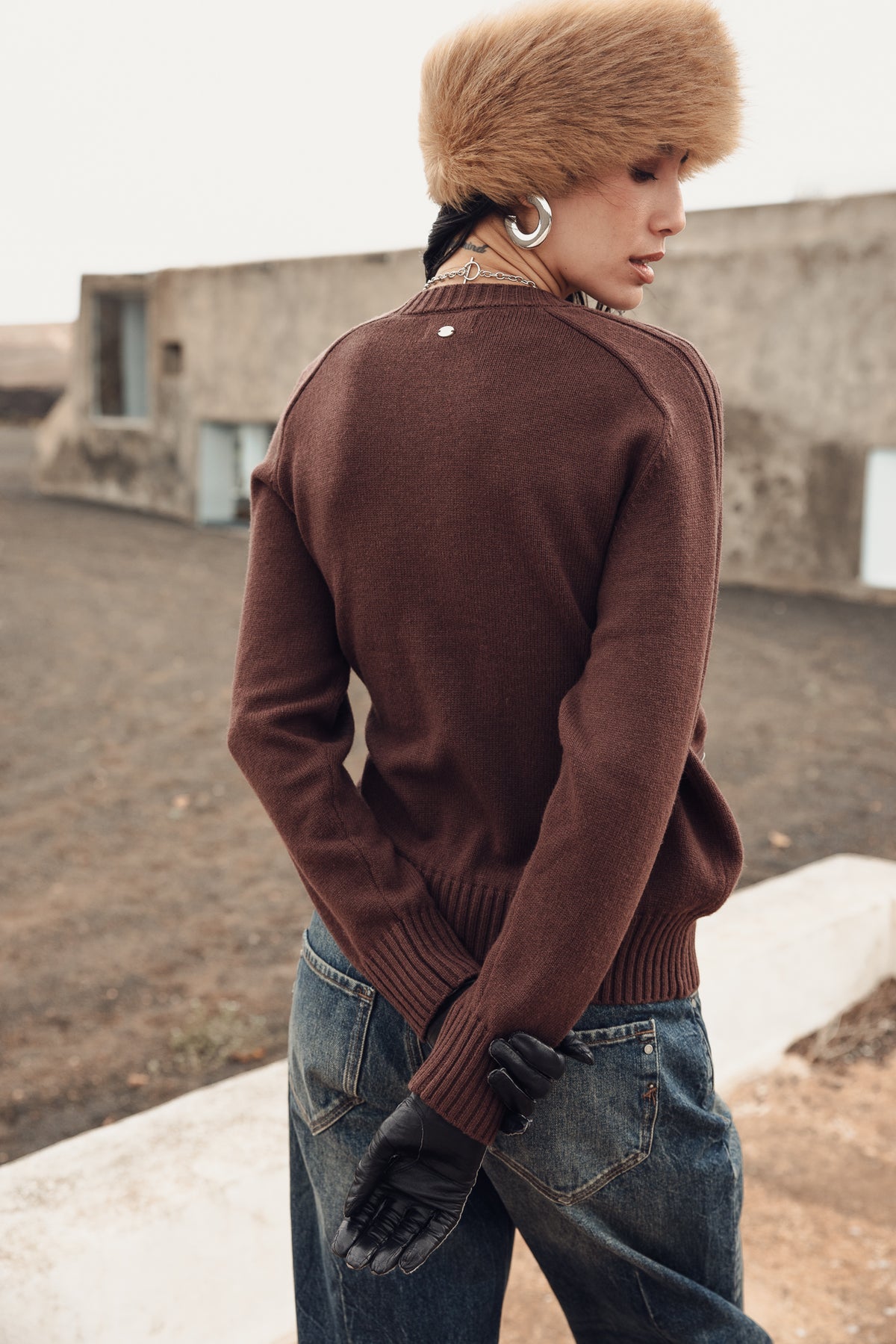 

Camisola confortável com bolsos de fecho Mulher Pelson chocolate | Freeman T. Porter