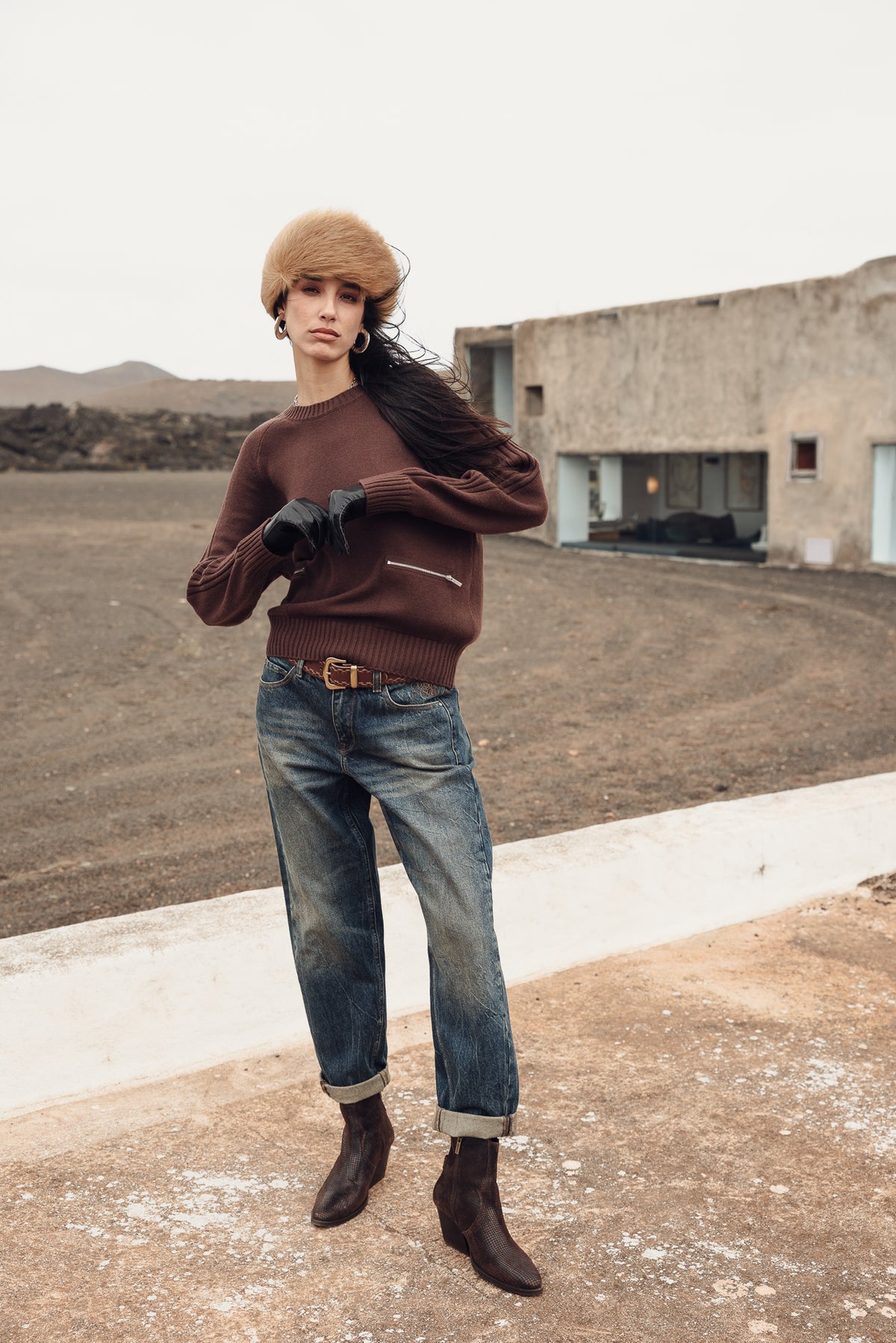

Camisola confortável com bolsos de fecho Mulher Pelson chocolate | Freeman T. Porter
