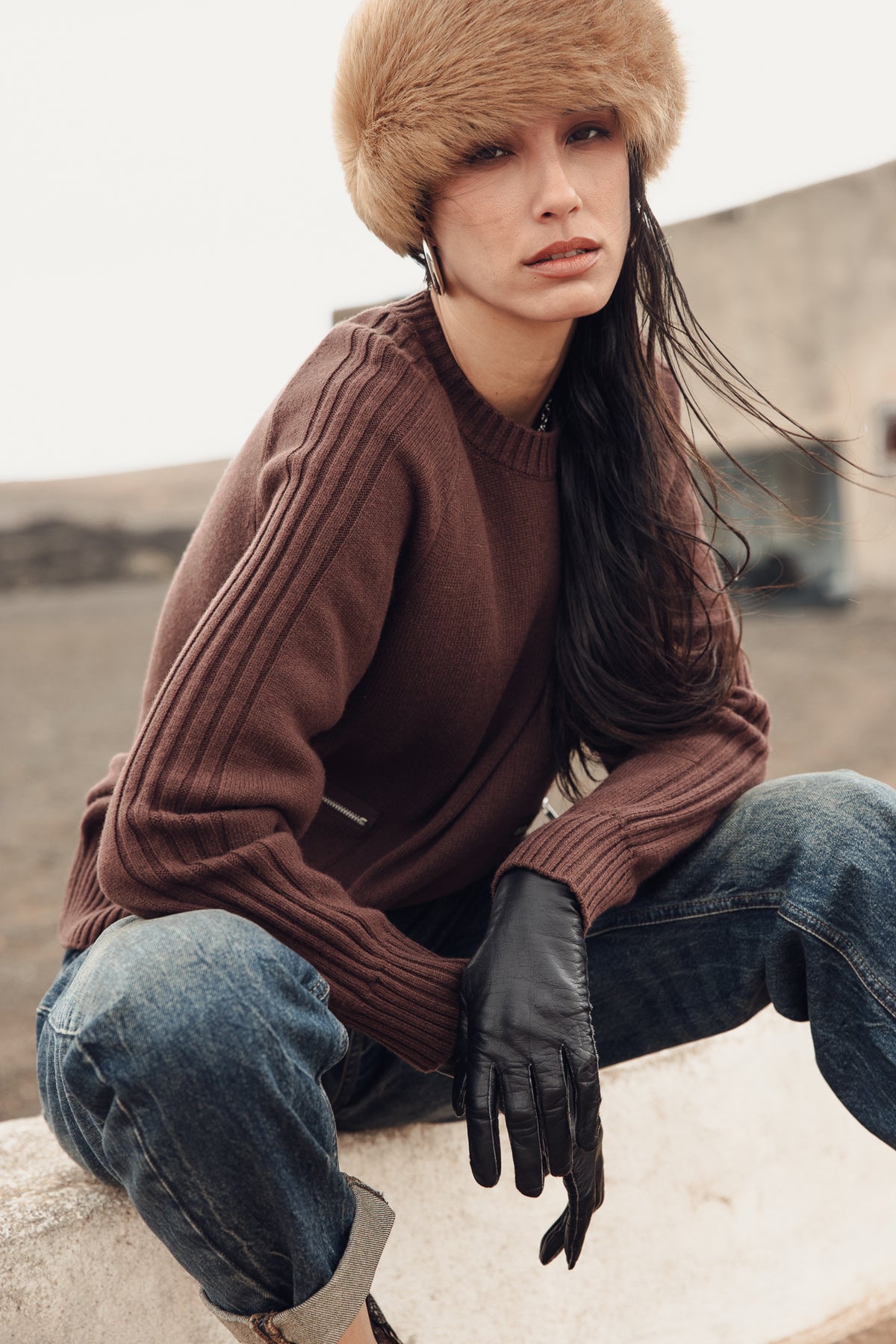 

Camisola confortável com bolsos de fecho Mulher Pelson chocolate | Freeman T. Porter