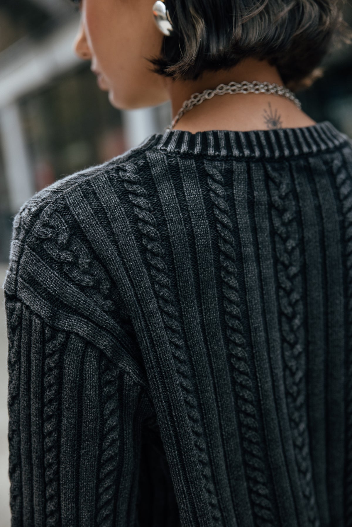 

Zopfstrickpullover mit Piercing Damen Pensee carbone | Freeman T. Porter