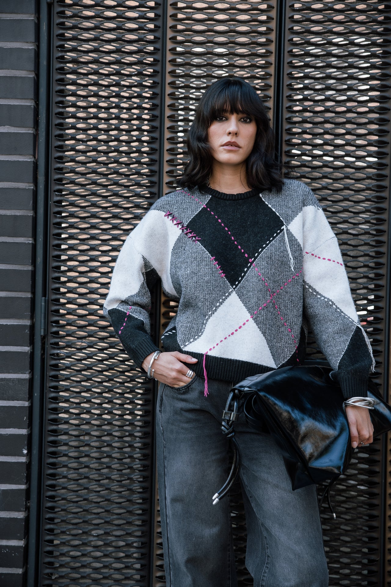 

Pull à carreaux détails contrastants Femme Phino Argyle original | Freeman T. Porter