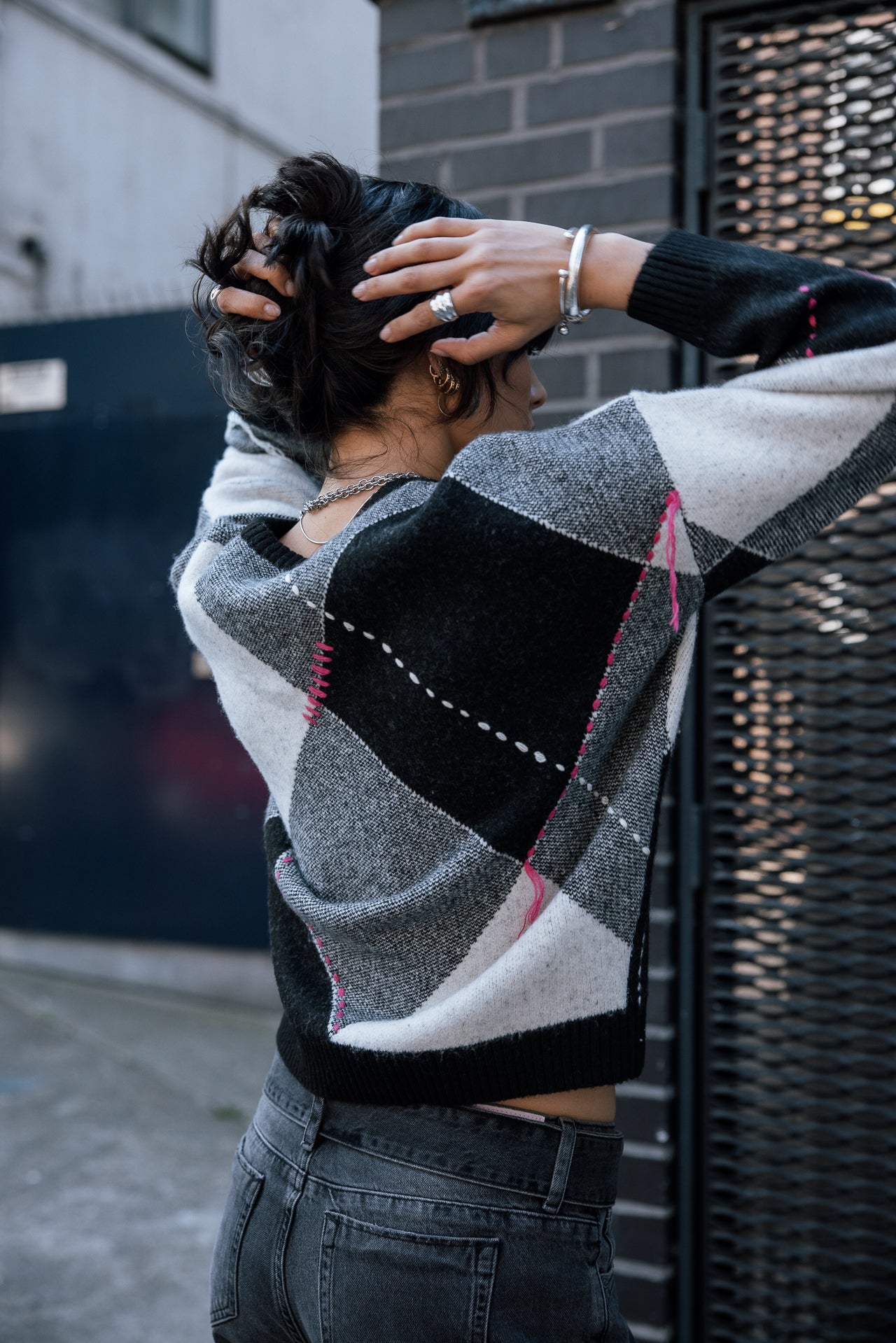 

Pull à carreaux détails contrastants Femme Phino Argyle original | Freeman T. Porter