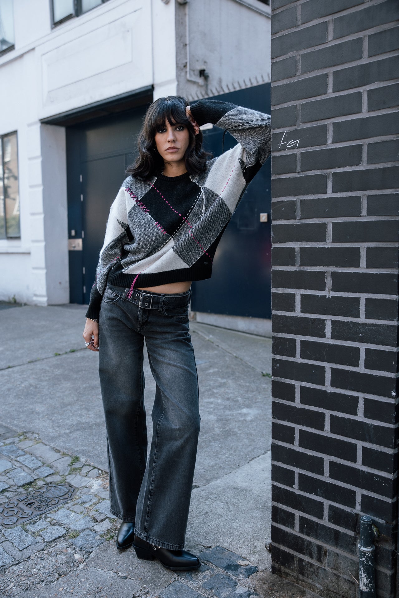 

Pull à carreaux détails contrastants Femme Phino Argyle original | Freeman T. Porter
